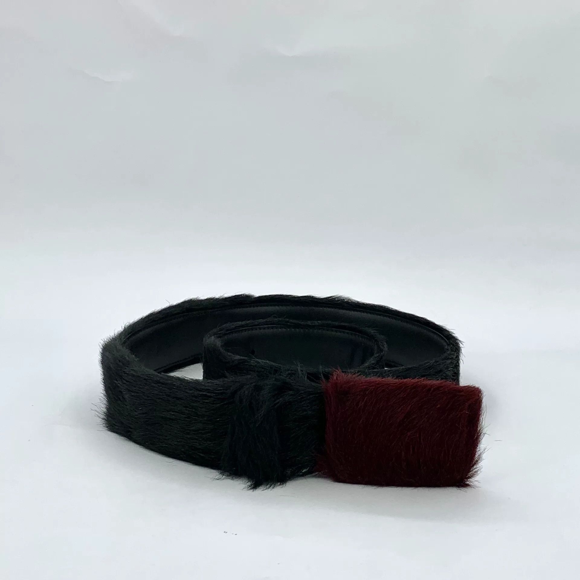 Prada Prada Black Fur Leather Belt Size ONE SIZE - 2 Thumbnail