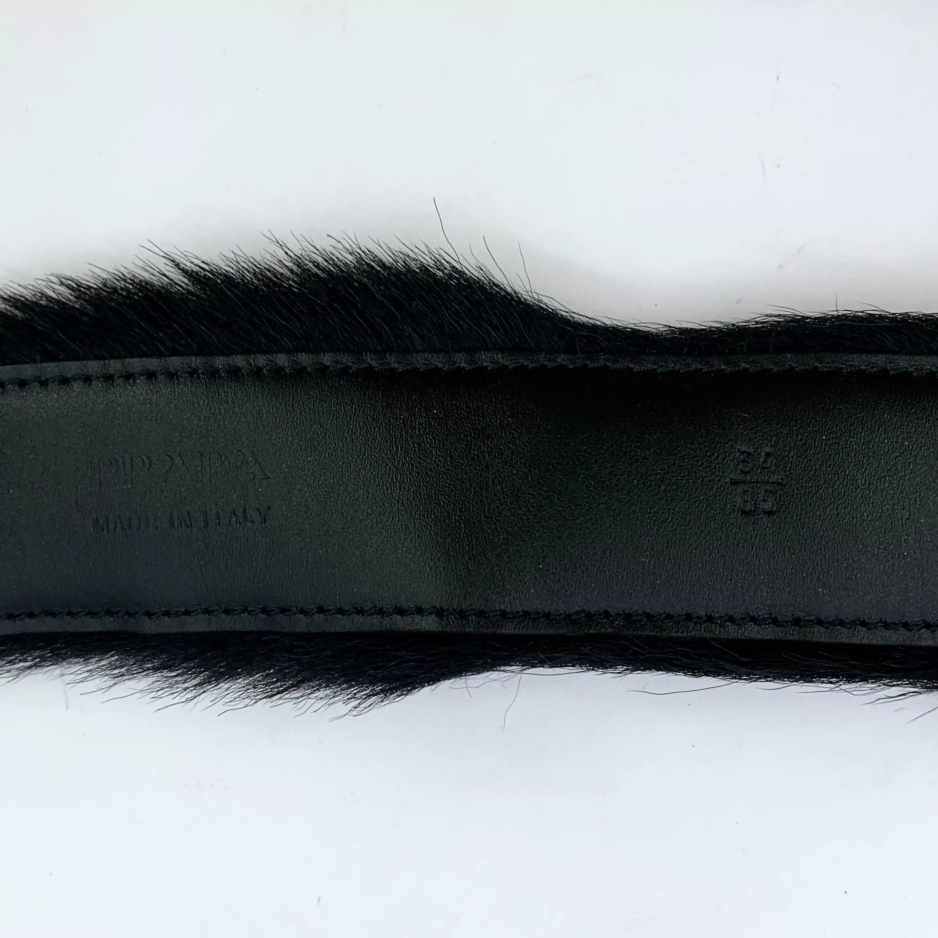 Prada Prada Black Fur Leather Belt Size ONE SIZE - 6 Thumbnail