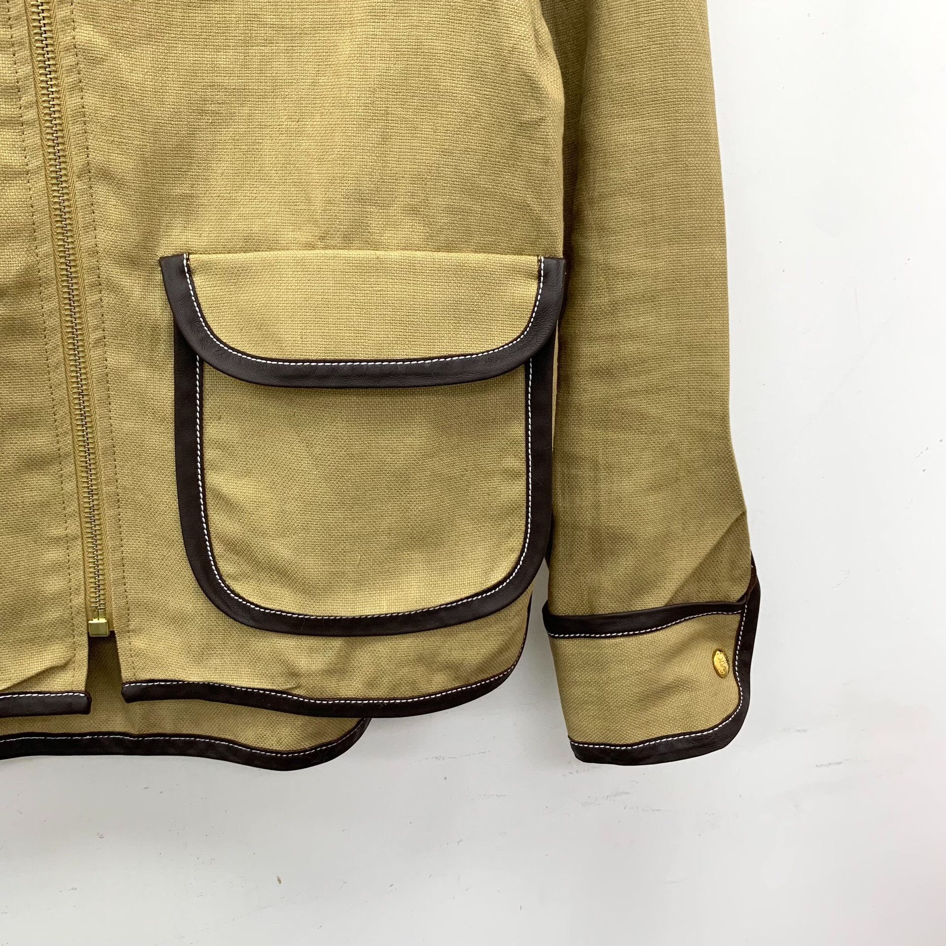 Loewe Loewe Brown Cotton-Linen Stand Collar Zip Jacket Size XXS / US 00 / IT 34 - 4 Thumbnail