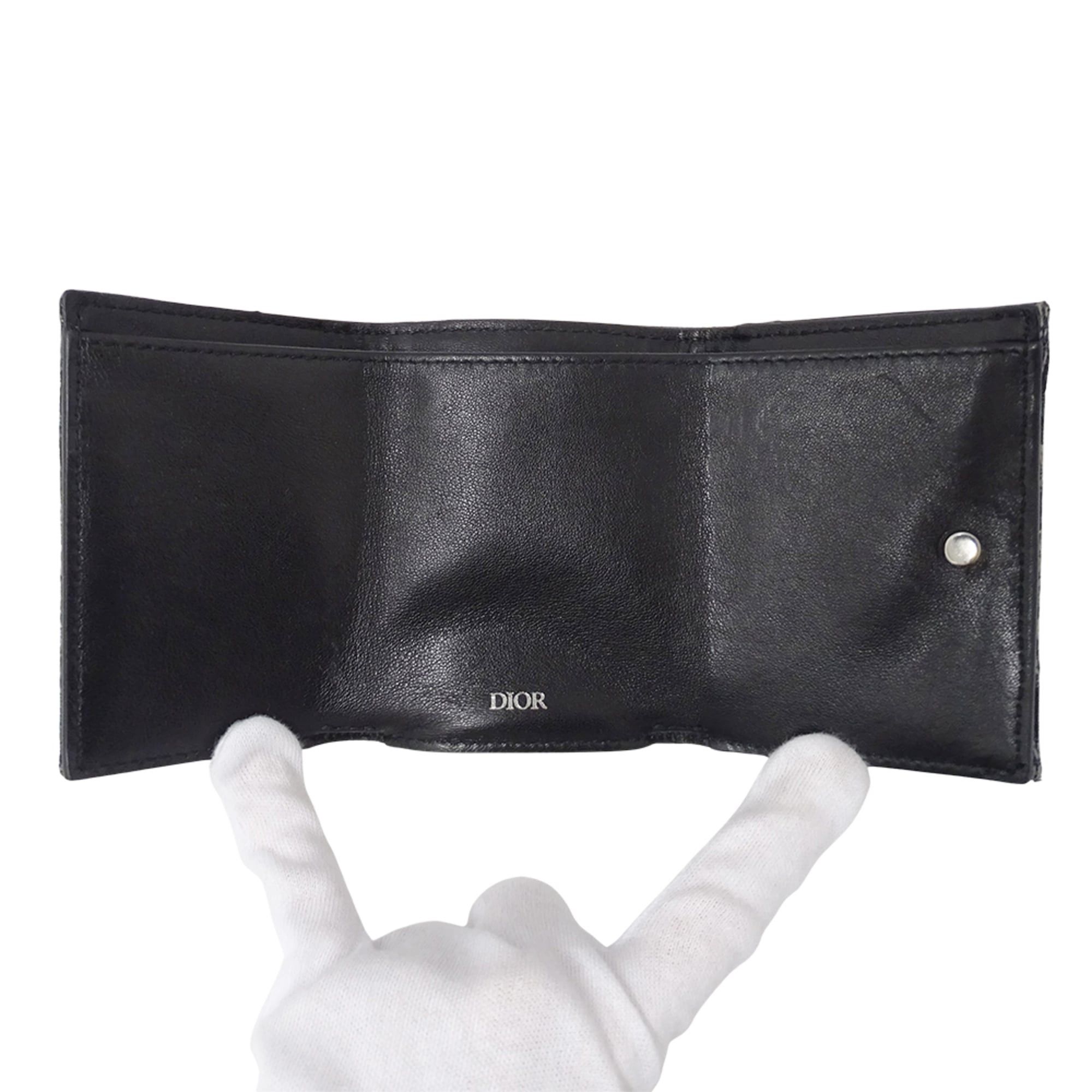 Dior Christian Dior Dior women's wallet, brand name, trifold oblique jacquard, navy, mini wallet Size ONE SIZE - 4 Thumbnail