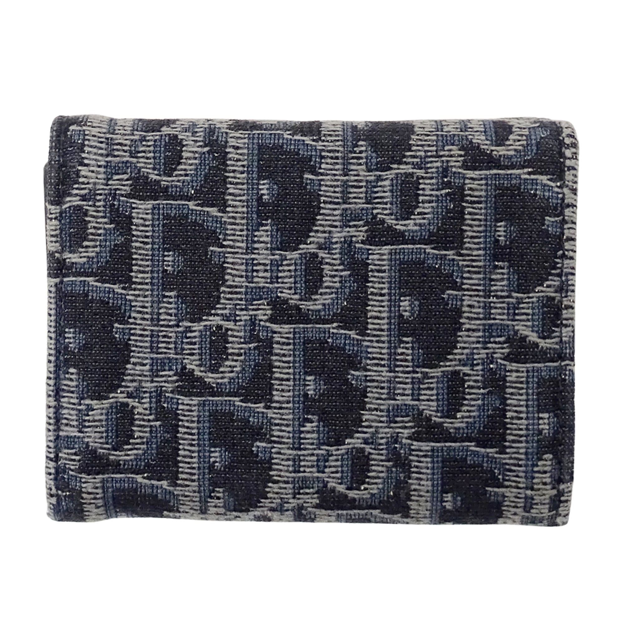 Dior Christian Dior Dior women's wallet, brand name, trifold oblique jacquard, navy, mini wallet Size ONE SIZE - 2 Thumbnail