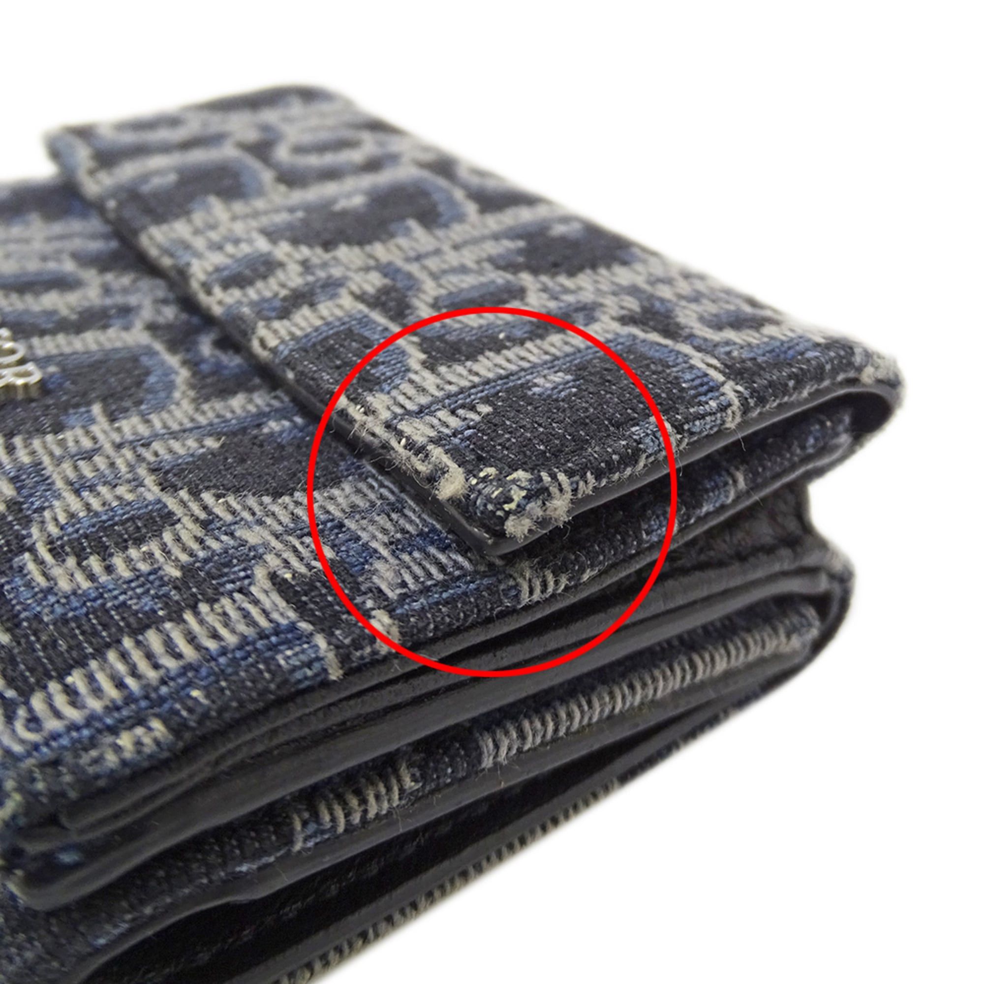 Dior Christian Dior Dior women's wallet, brand name, trifold oblique jacquard, navy, mini wallet Size ONE SIZE - 10 Thumbnail