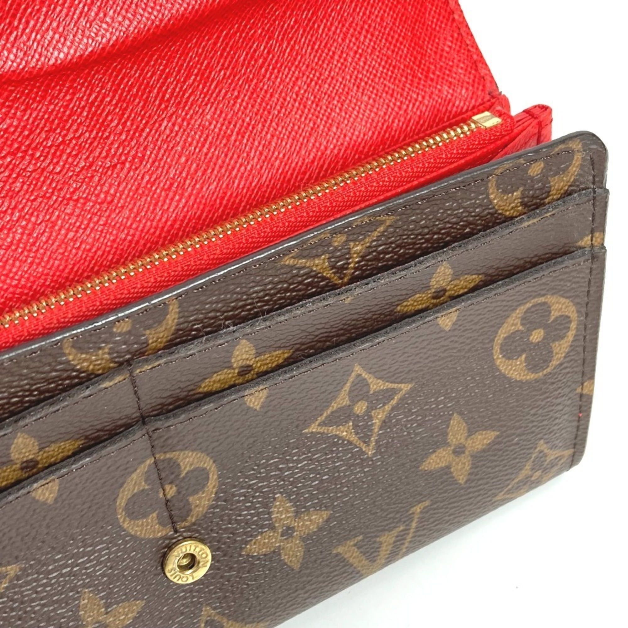 Louis Vuitton LOUIS VUITTON M62236 Monogram Portefeuille Sarah Bi-fold Long Wallet, Flap Canvas, Men's and Women's, Coquelicot Brown Size ONE SIZE - 14 Thumbnail