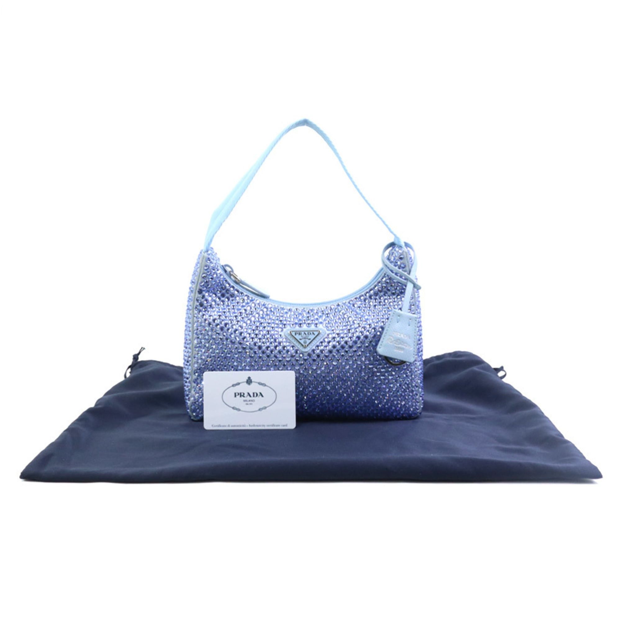 Prada Prada handbag, silk, crystal, viscose, blue, women's, 1BC515, free shipping, 90244k Size ONE SIZE - 17 Thumbnail