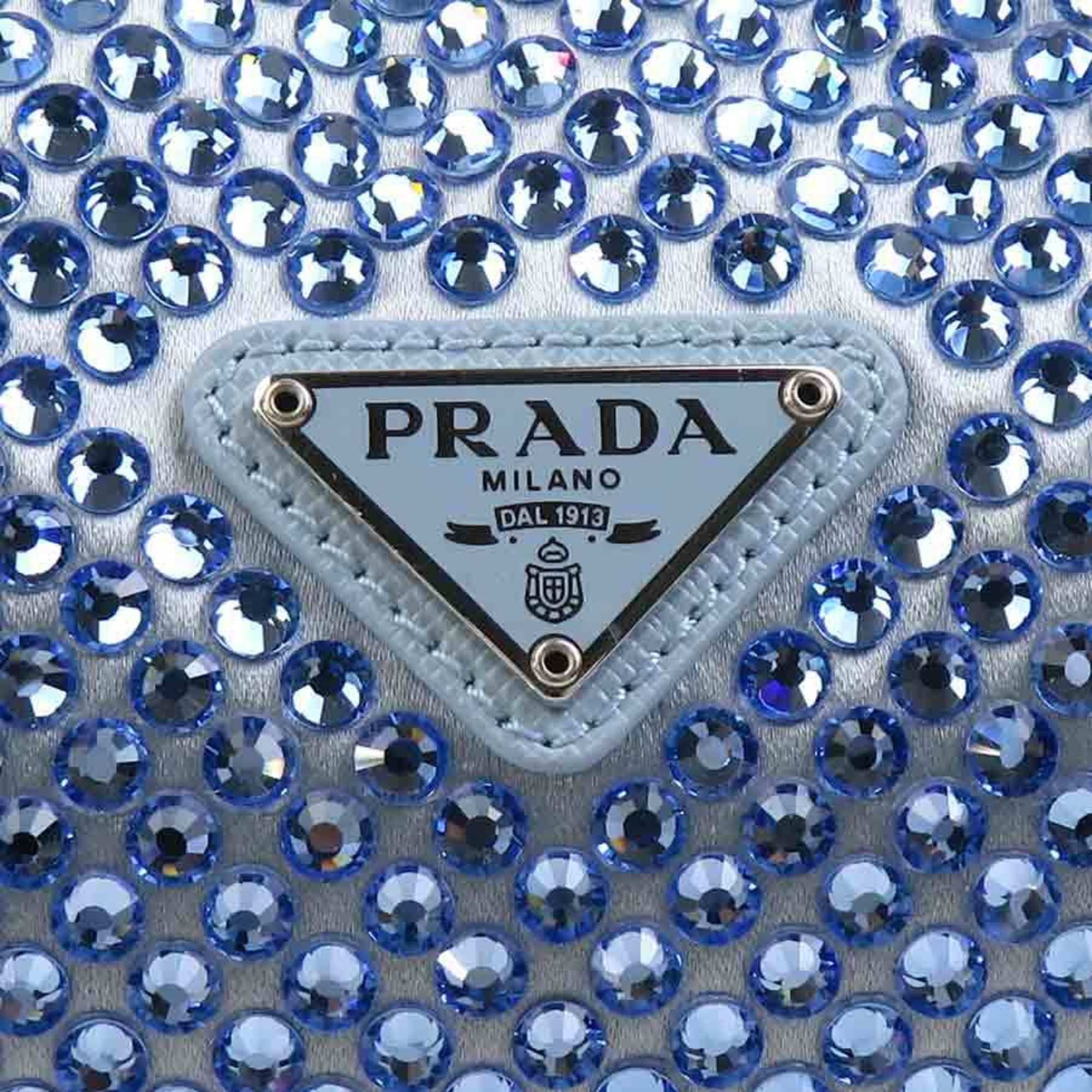 Prada Prada handbag, silk, crystal, viscose, blue, women's, 1BC515, free shipping, 90244k Size ONE SIZE - 15 Thumbnail