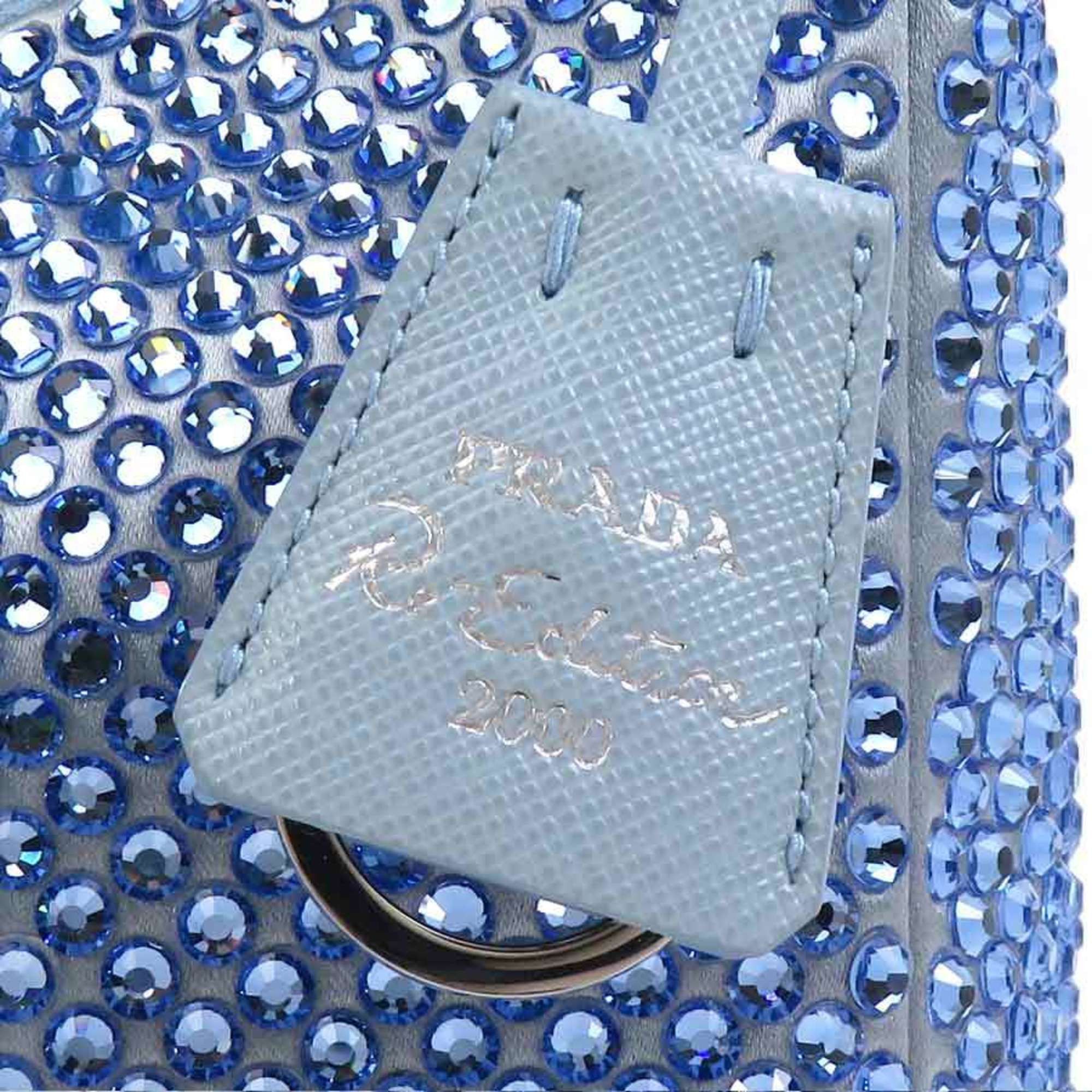 Prada Prada handbag, silk, crystal, viscose, blue, women's, 1BC515, free shipping, 90244k Size ONE SIZE - 11 Thumbnail