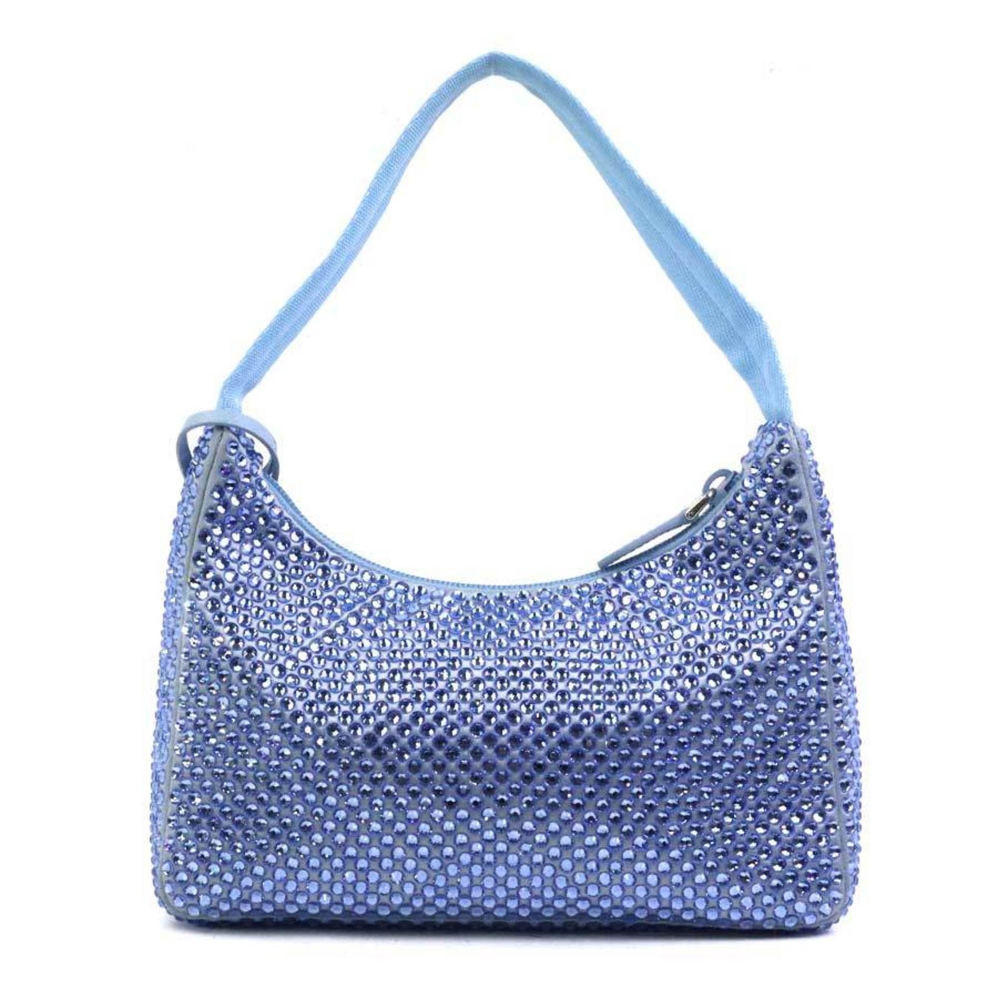 Prada Prada handbag, silk, crystal, viscose, blue, women's, 1BC515, free shipping, 90244k Size ONE SIZE - 3 Thumbnail
