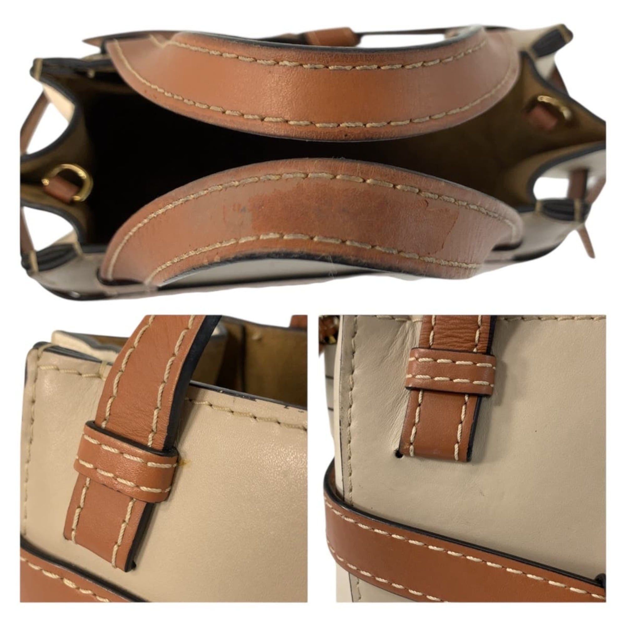 Loewe LOEWE Gate Top Handle Leather Handbag for Women, Beige Brown with Gold Hardware Size ONE SIZE - 6 Thumbnail