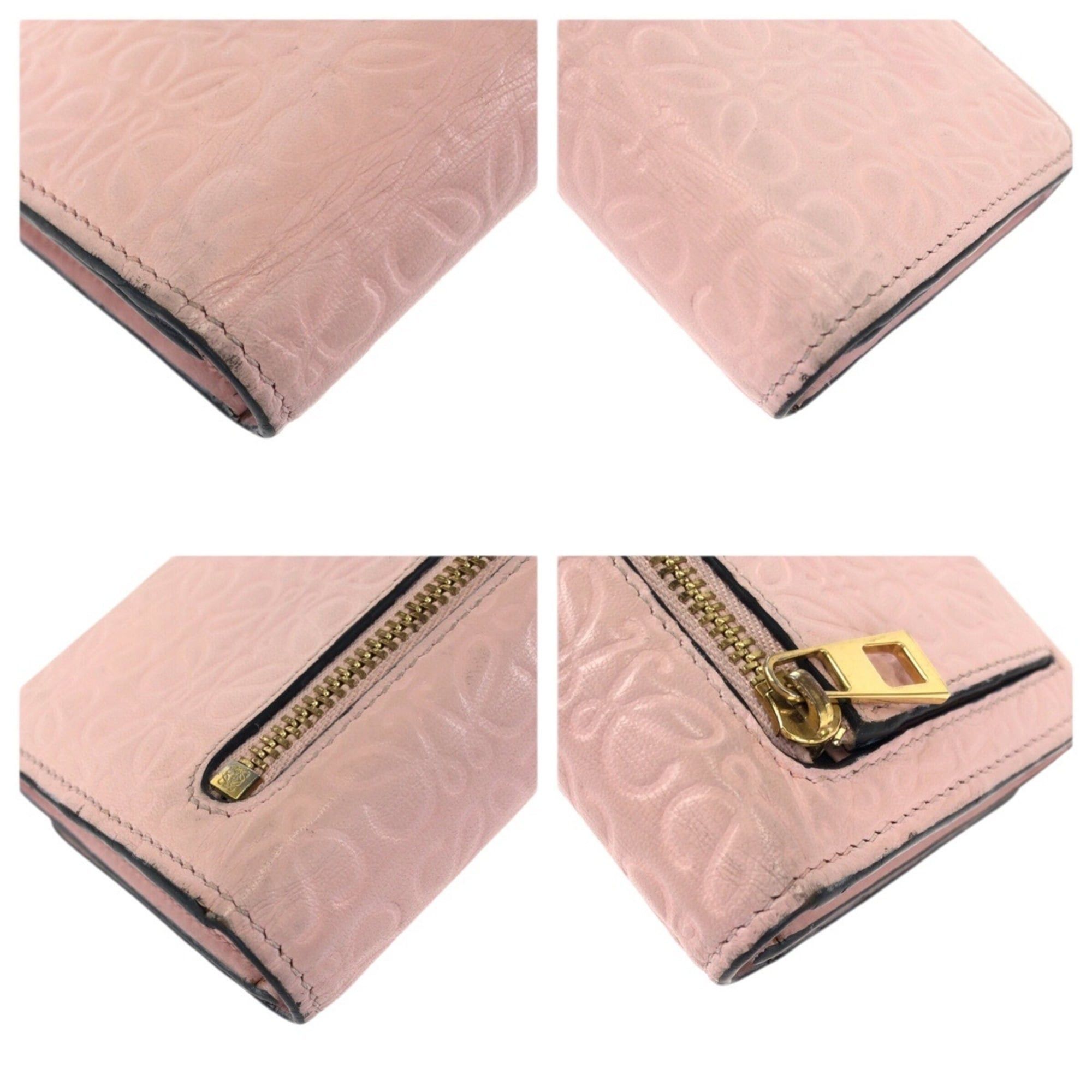 Loewe LOEWE Anagram Pink Leather Long Wallet with Gold Hardware for Women Size ONE SIZE - 4 Thumbnail