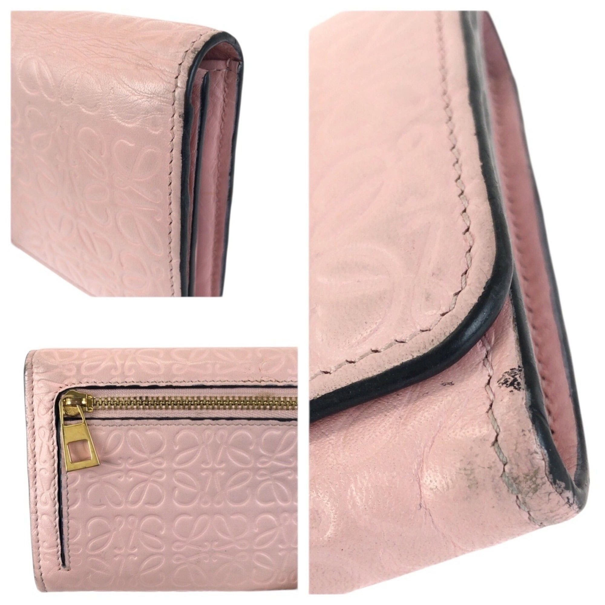 Loewe LOEWE Anagram Pink Leather Long Wallet with Gold Hardware for Women Size ONE SIZE - 5 Thumbnail
