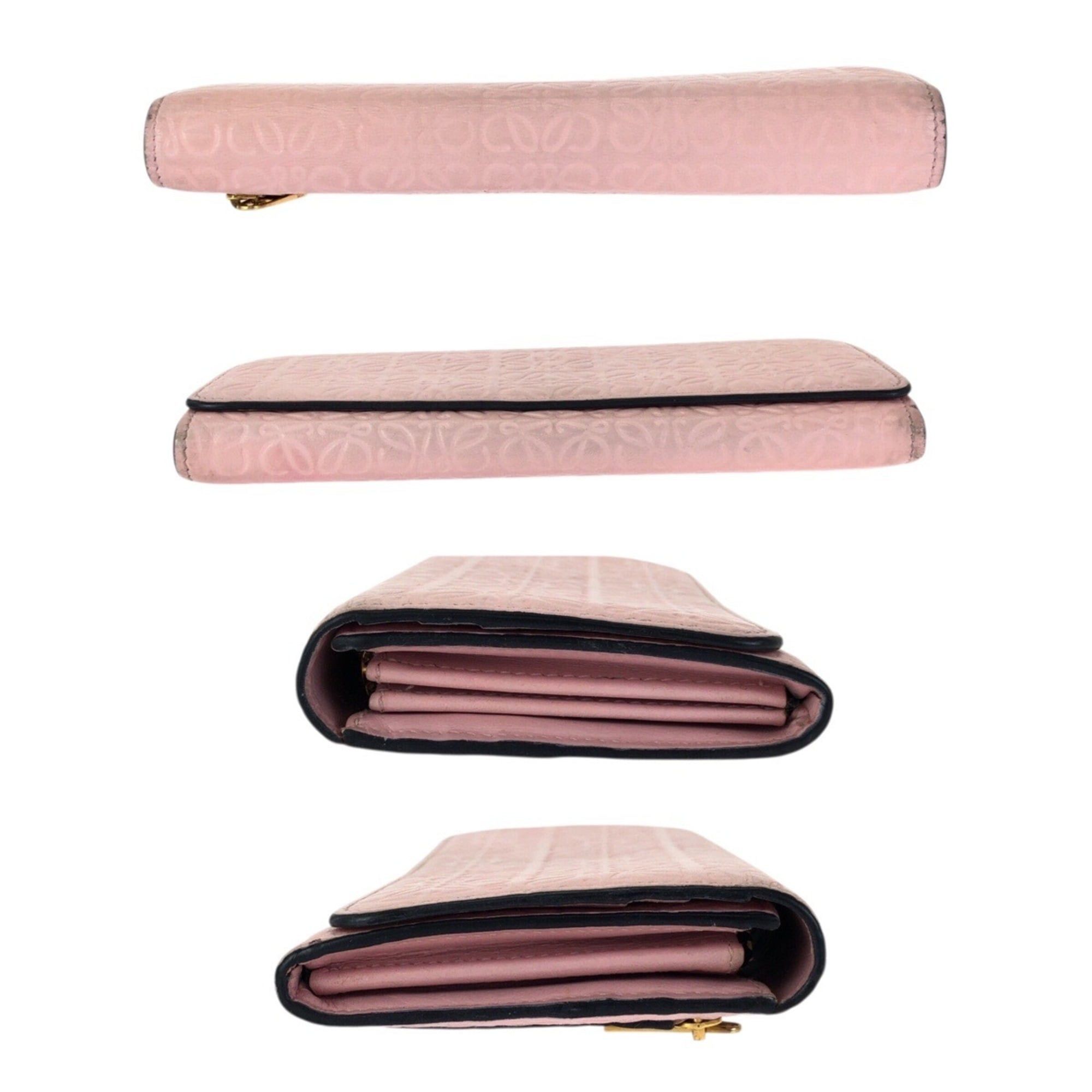 Loewe LOEWE Anagram Pink Leather Long Wallet with Gold Hardware for Women Size ONE SIZE - 10 Thumbnail