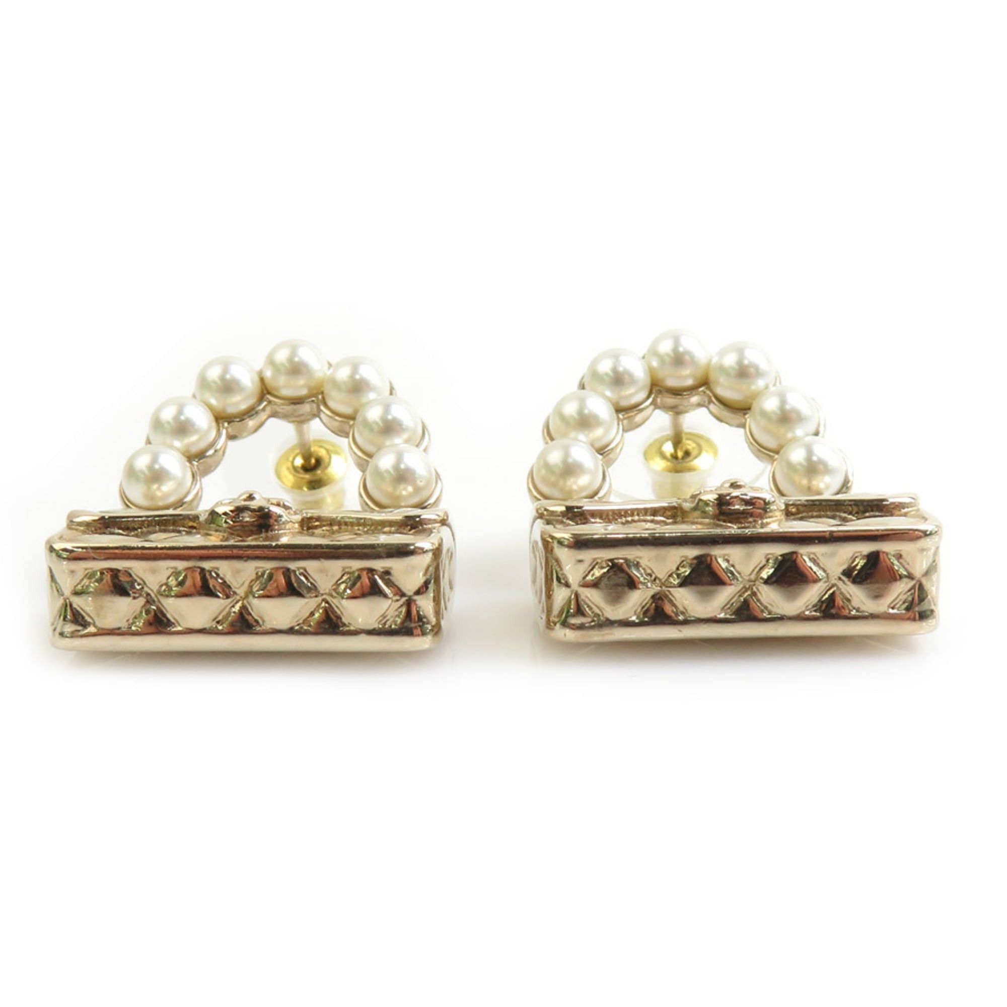 Chanel Chanel earrings, Matelassé design, metal, faux pearl, gold, women's, free shipping, h32051i Size ONE SIZE - 3 Thumbnail