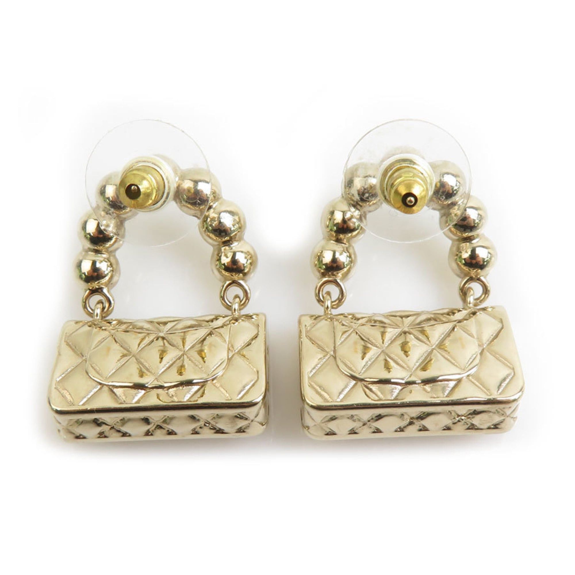 Chanel Chanel earrings, Matelassé design, metal, faux pearl, gold, women's, free shipping, h32051i Size ONE SIZE - 5 Thumbnail