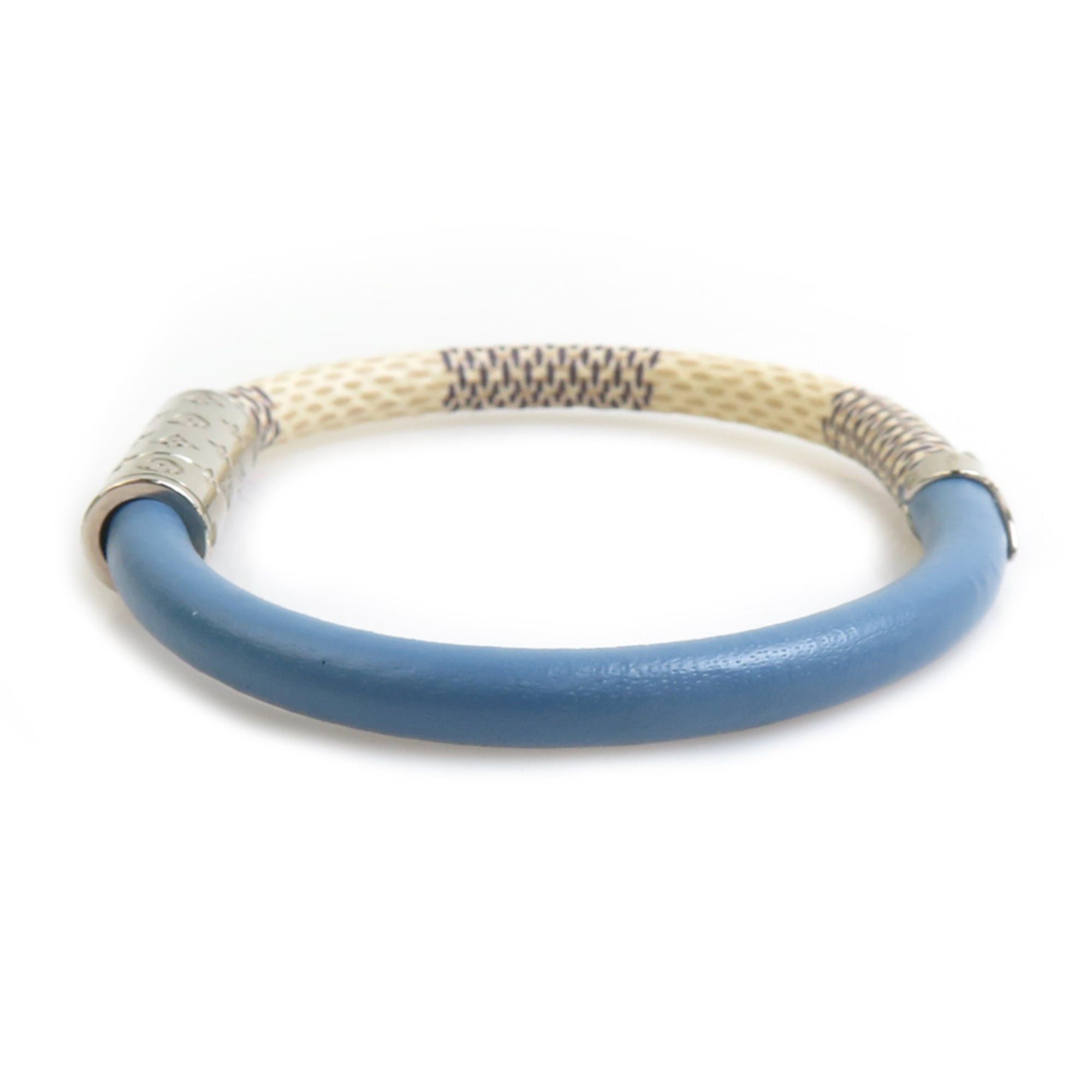 Louis Vuitton Louis Vuitton Bracelet Braslet Daily Confidential Damier Azur Canvas Leather Ivory x Blue Women's M6488F Free Shipping h32052i Size ONE SIZE - 4 Thumbnail