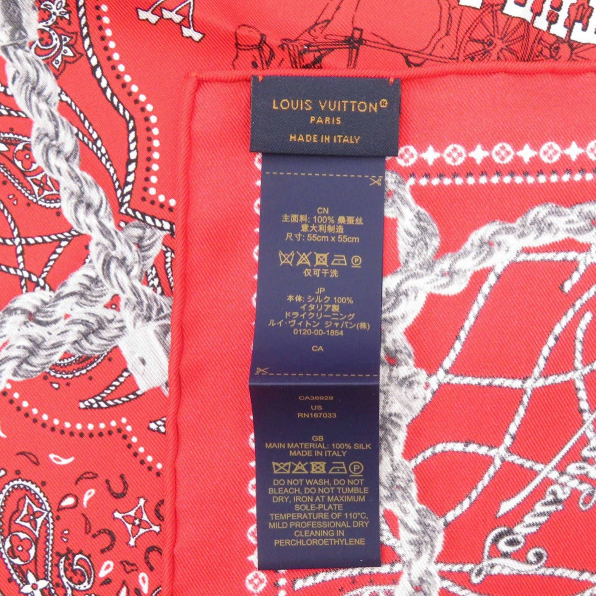 Louis Vuitton Like New Louis Vuitton Carre 55 LV Rope M90698 Silk Red Scarf Muffler 0452LOUIS VUITTON Size ONE SIZE - 4 Thumbnail