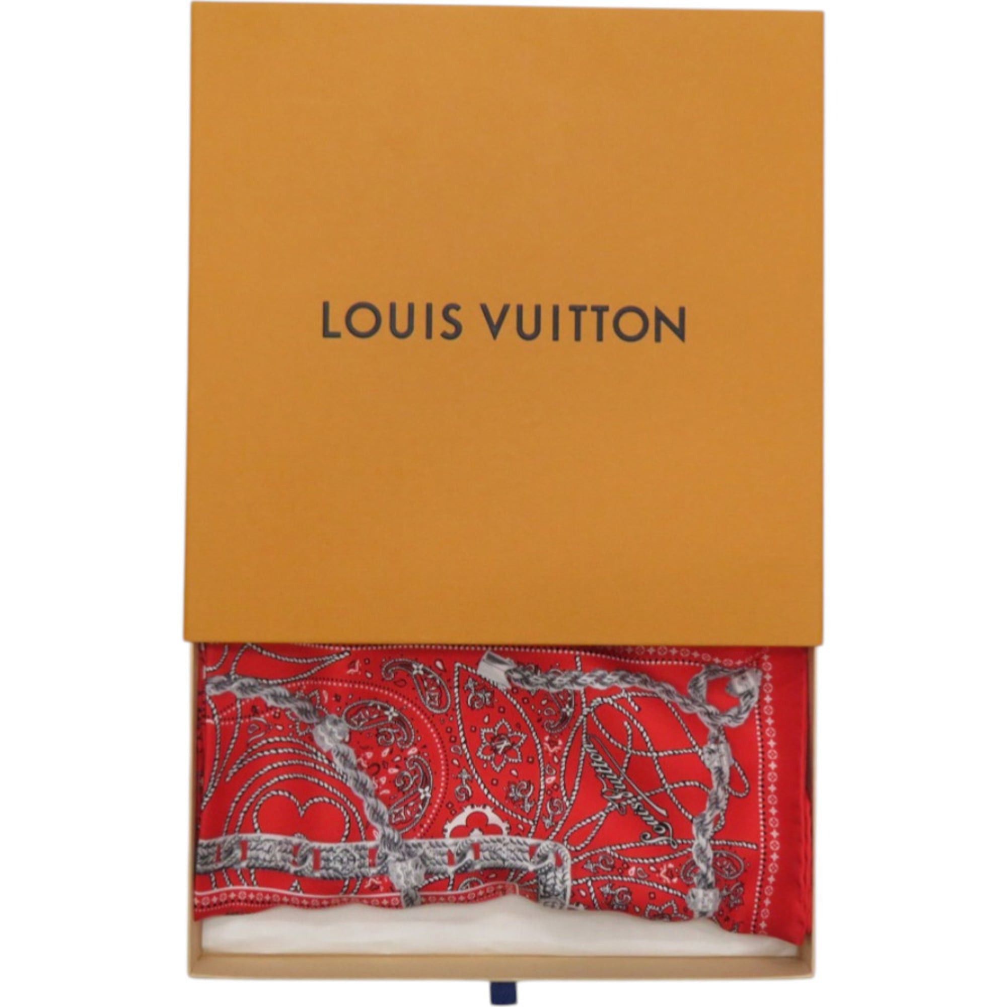 Louis Vuitton Like New Louis Vuitton Carre 55 LV Rope M90698 Silk Red Scarf Muffler 0452LOUIS VUITTON Size ONE SIZE - 2 Thumbnail