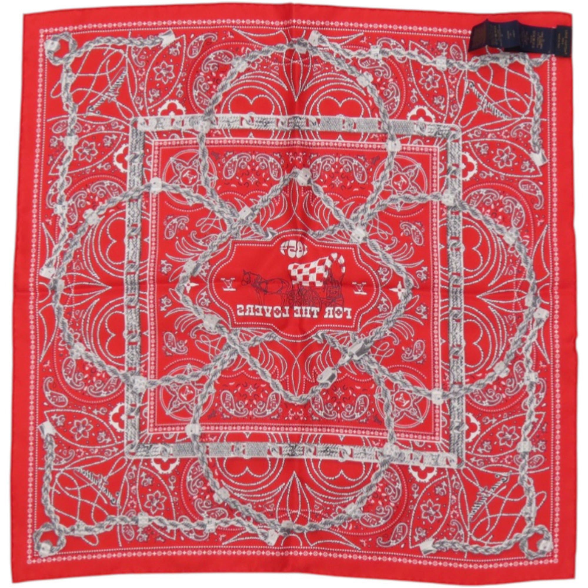 Louis Vuitton Like New Louis Vuitton Carre 55 LV Rope M90698 Silk Red Scarf Muffler 0452LOUIS VUITTON Size ONE SIZE - 3 Thumbnail