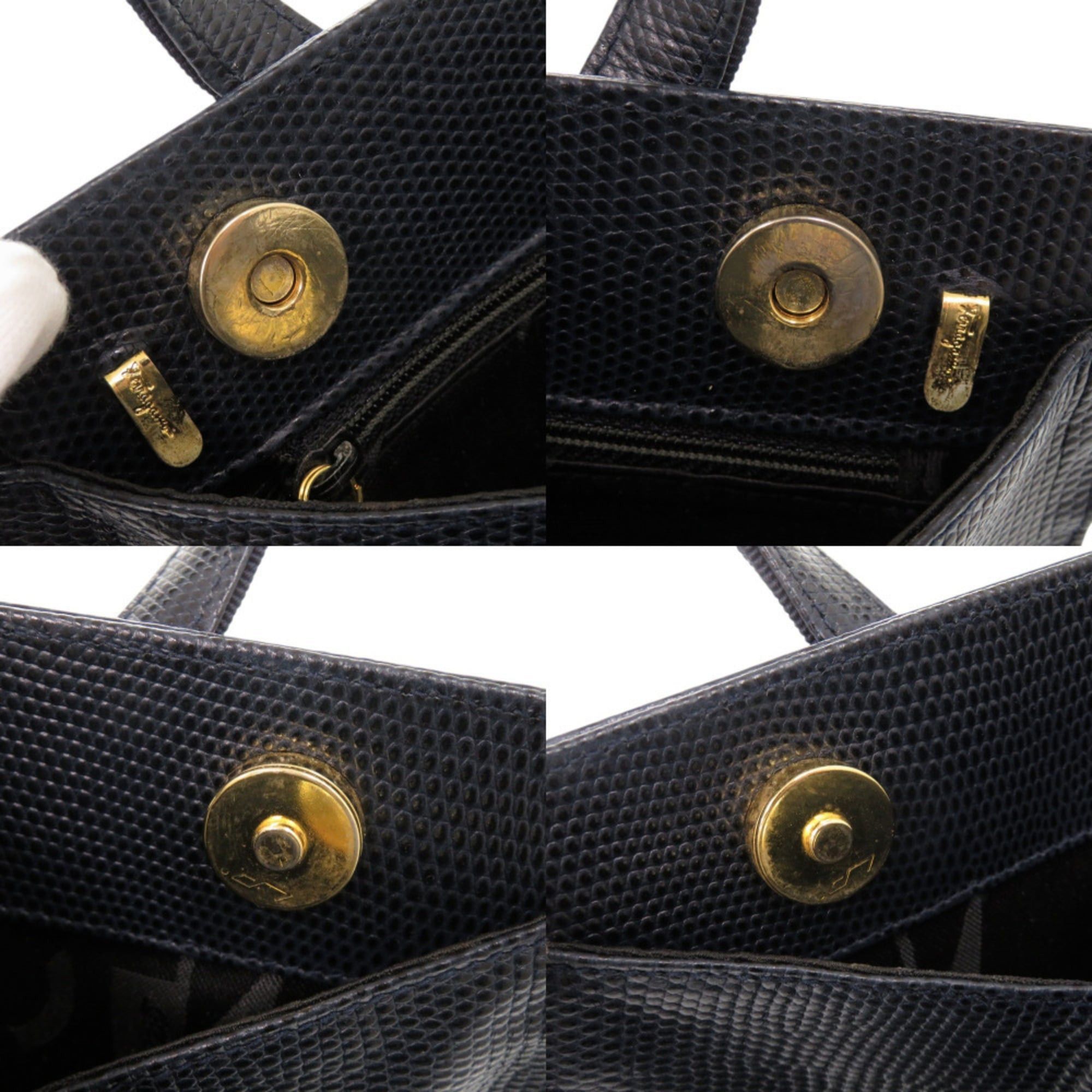 Salvatore Ferragamo Excellent condition Salvatore Ferragamo Vara ribbon embossed leather navy 2-way handbag/shoulder bag 0573Salvatore Size ONE SIZE - 9 Thumbnail