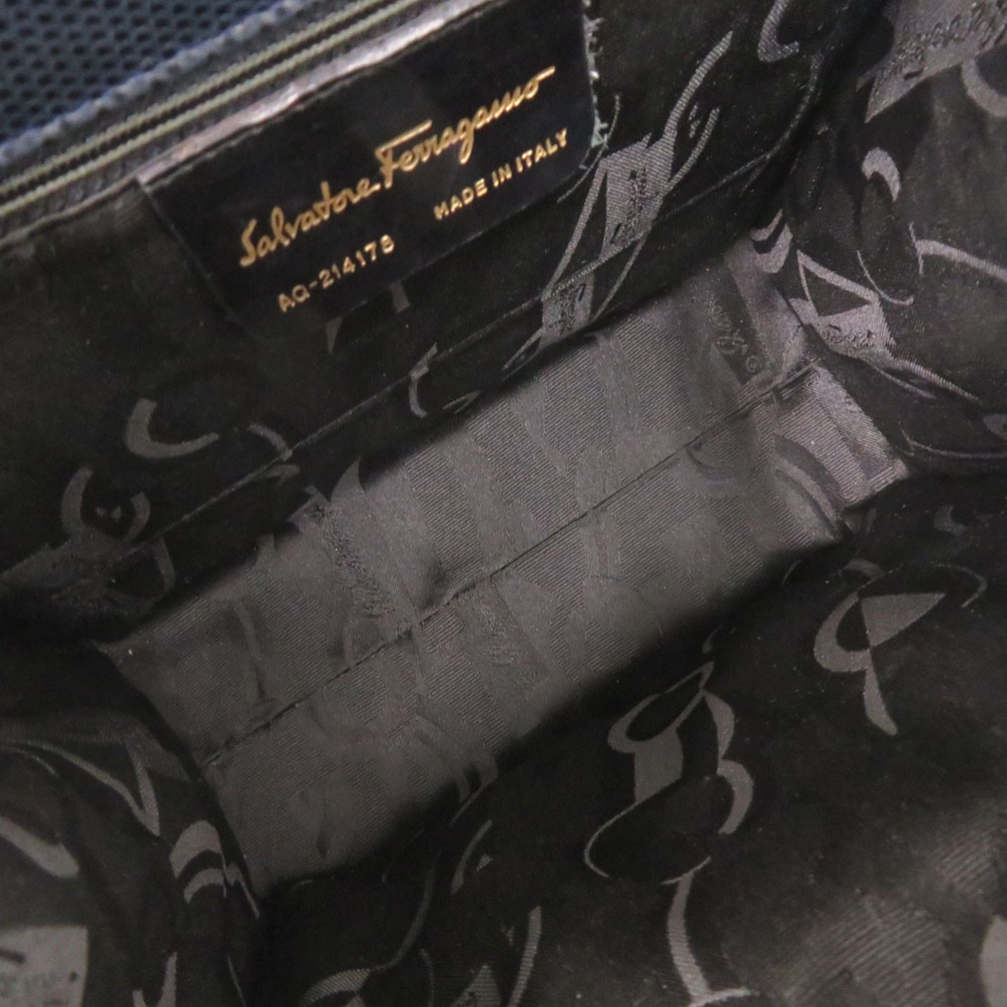 Salvatore Ferragamo Excellent condition Salvatore Ferragamo Vara ribbon embossed leather navy 2-way handbag/shoulder bag 0573Salvatore Size ONE SIZE - 5 Thumbnail