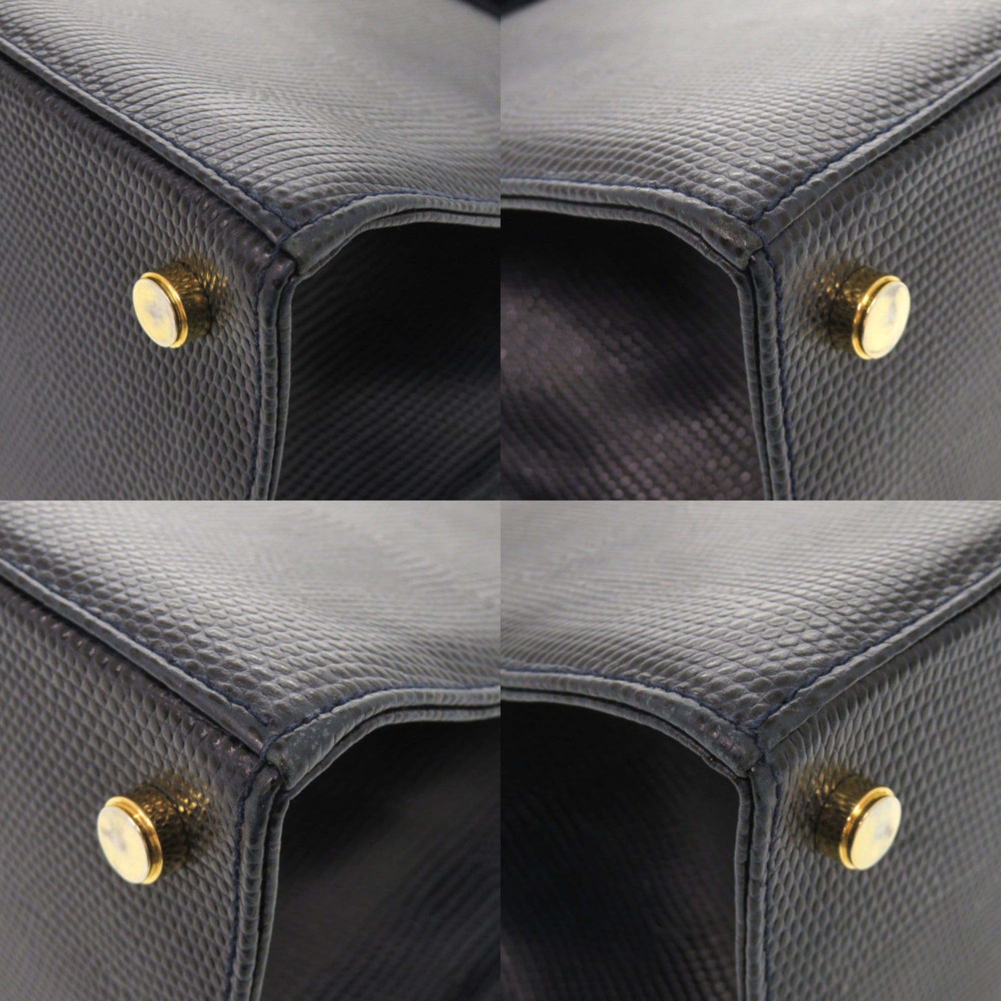Salvatore Ferragamo Excellent condition Salvatore Ferragamo Vara ribbon embossed leather navy 2-way handbag/shoulder bag 0573Salvatore Size ONE SIZE - 4 Thumbnail