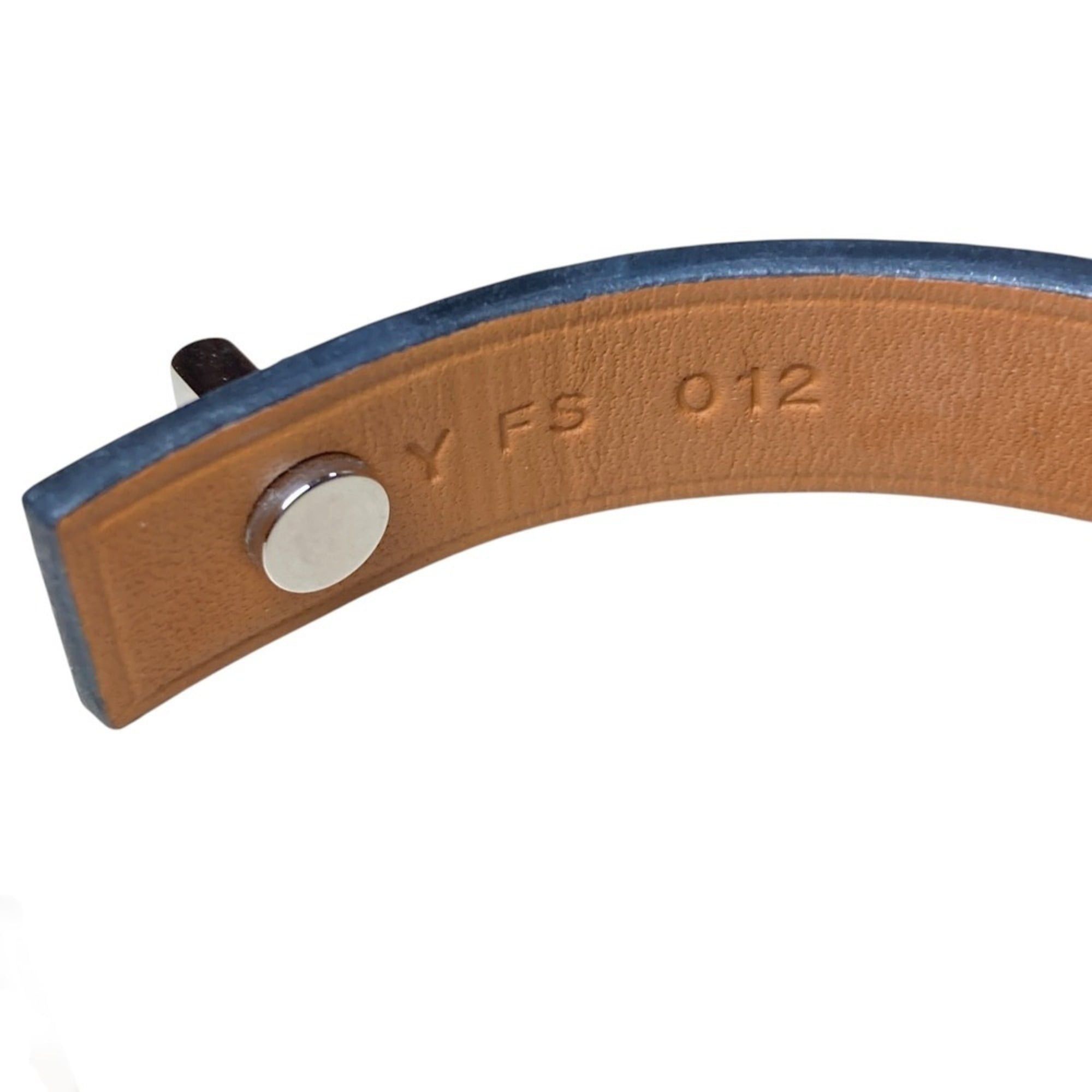 Hermes Hermes As de Coeur Heart Motif Leather Bracelet T2 Navy Silver Color Women's Size ONE SIZE - 10 Thumbnail