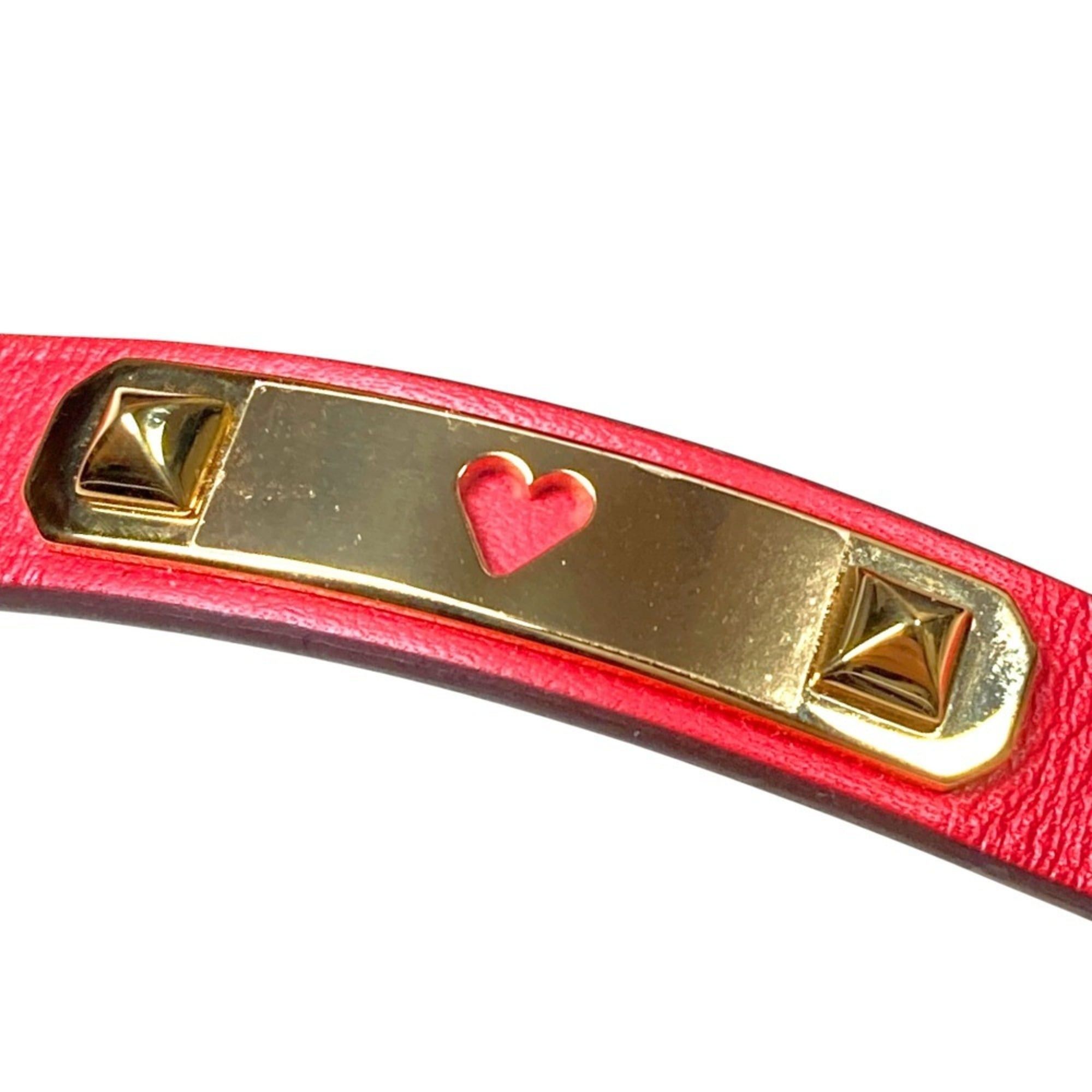 Hermes Hermes As de Coeur Heart Motif Leather Bracelet T2 Red Gold Color Women's Size ONE SIZE - 8 Thumbnail