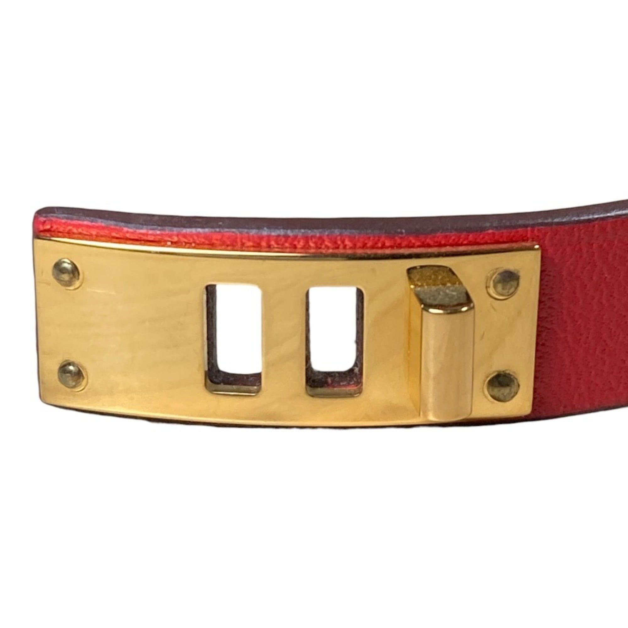 Hermes Hermes As de Coeur Heart Motif Leather Bracelet T2 Red Gold Color Women's Size ONE SIZE - 11 Thumbnail