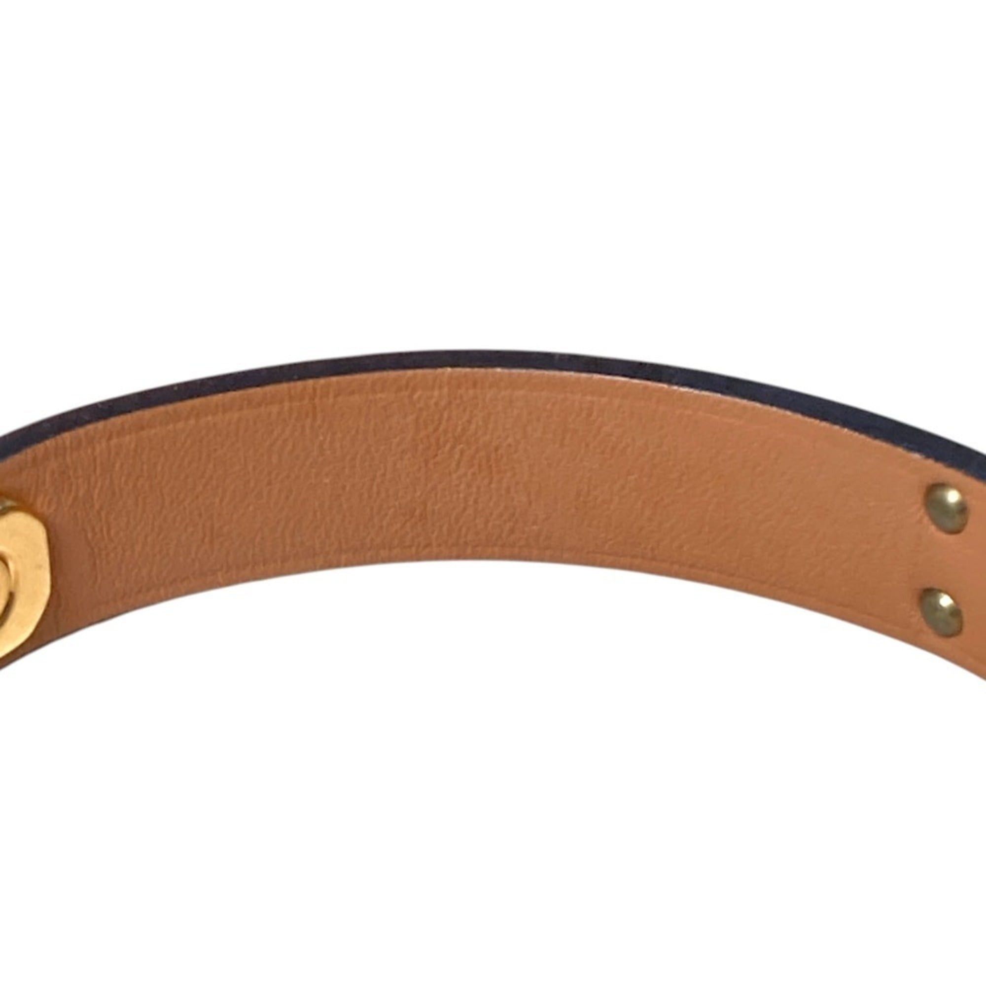 Hermes Hermes As de Coeur Heart Motif GP Leather Bracelet T2 Navy Gold Color Women's Size ONE SIZE - 13 Thumbnail