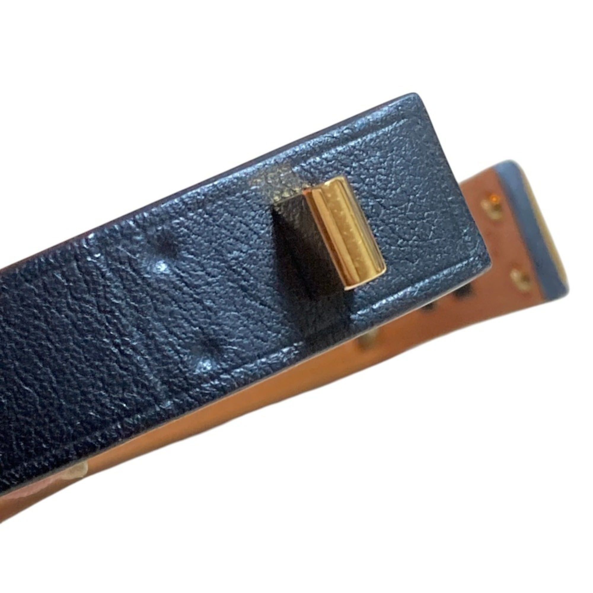 Hermes Hermes As de Coeur Heart Motif GP Leather Bracelet T2 Navy Gold Color Women's Size ONE SIZE - 10 Thumbnail