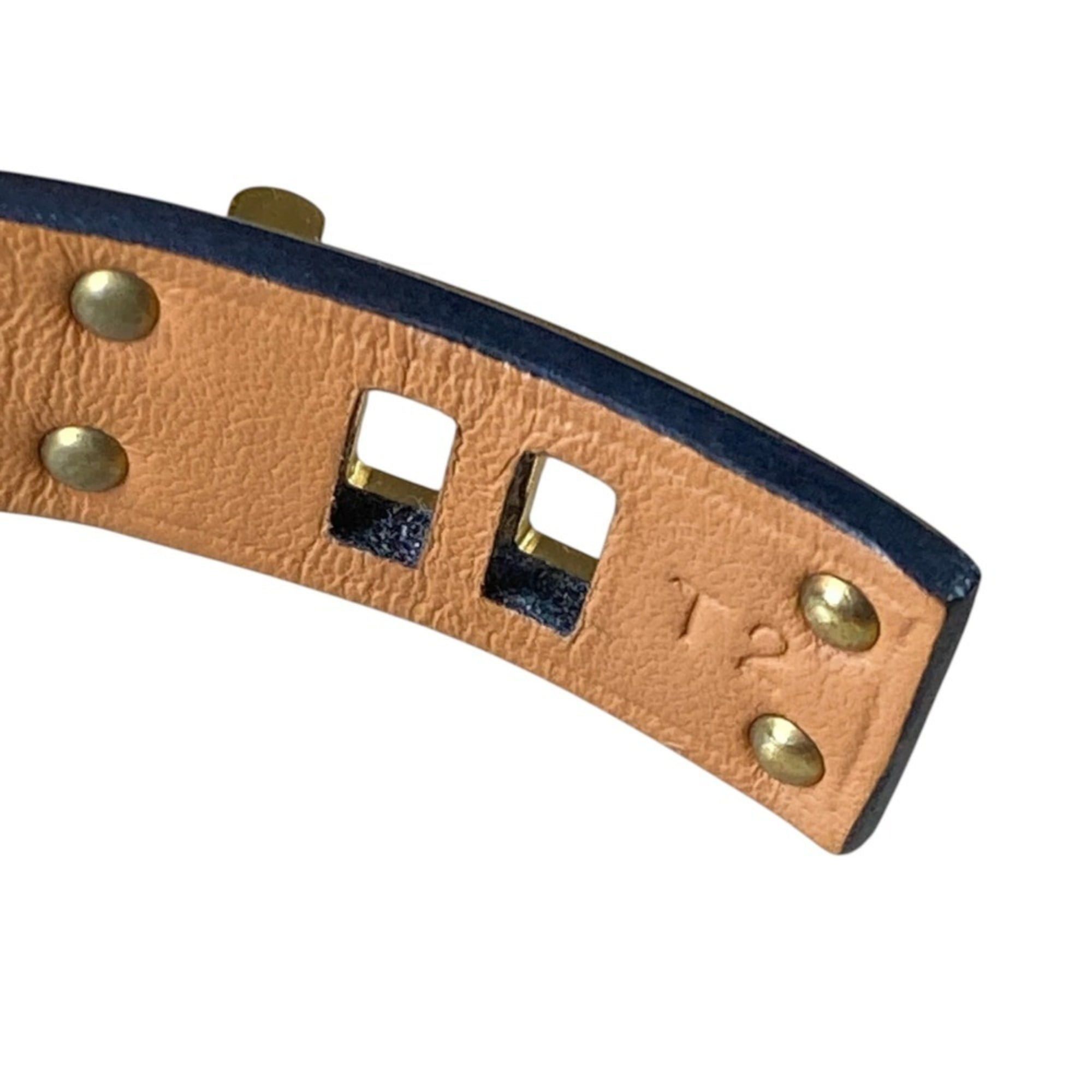 Hermes Hermes As de Coeur Heart Motif GP Leather Bracelet T2 Navy Gold Color Women's Size ONE SIZE - 9 Thumbnail