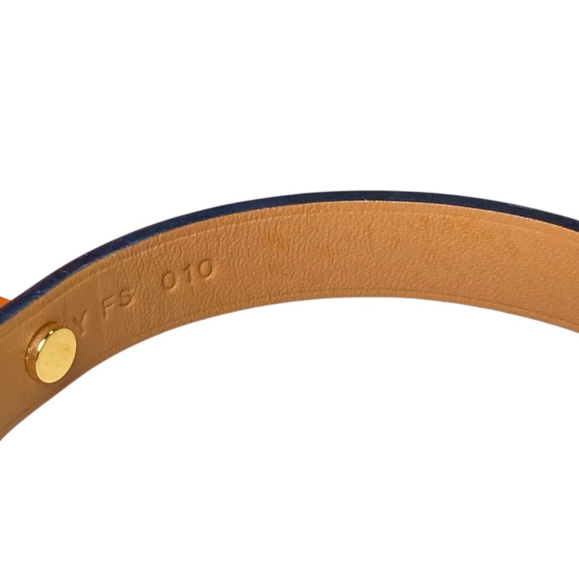 Hermes Hermes As de Coeur Heart Motif GP Leather Bracelet T2 Navy Gold Color Women's Size ONE SIZE - 12 Thumbnail