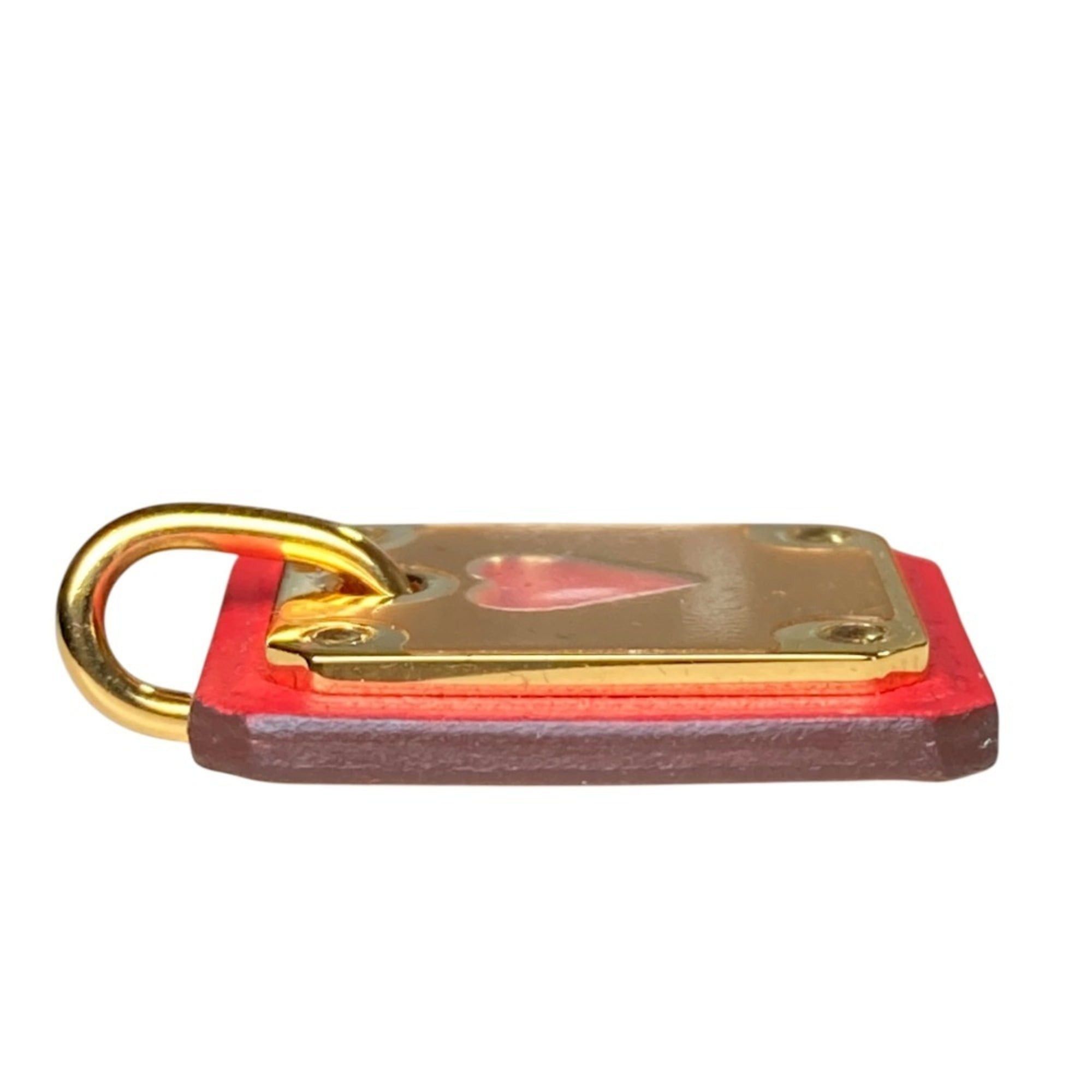 Hermes Hermes As de Coeur PM Heart Motif GP x Leather Pendant Top Red Gold Color Women's Size ONE SIZE - 4 Thumbnail