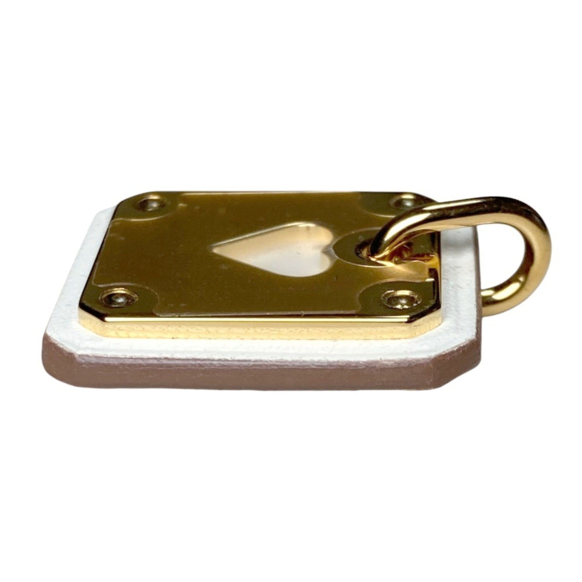 Hermes Hermes As de Coeur PM Heart Motif GP x Leather Pendant Top White Gold Color Women's Size ONE SIZE - 5 Thumbnail