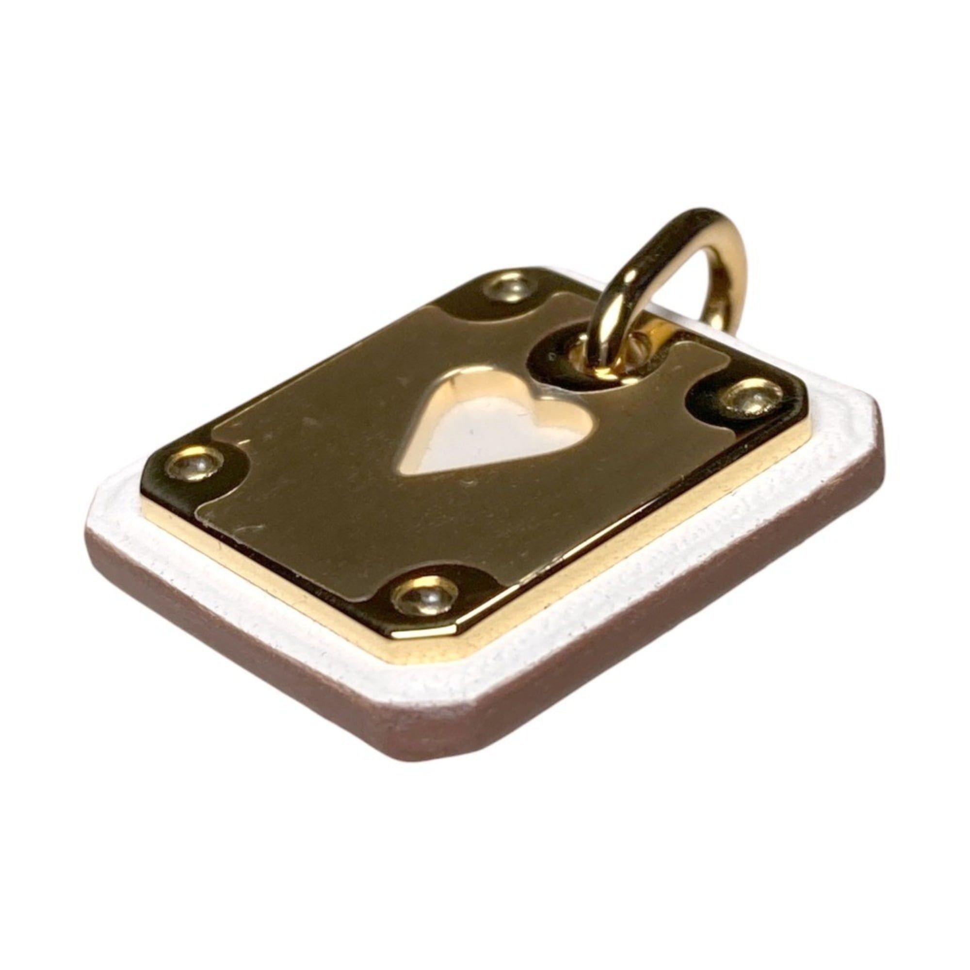 Hermes Hermes As de Coeur PM Heart Motif GP x Leather Pendant Top White Gold Color Women's Size ONE SIZE - 6 Thumbnail