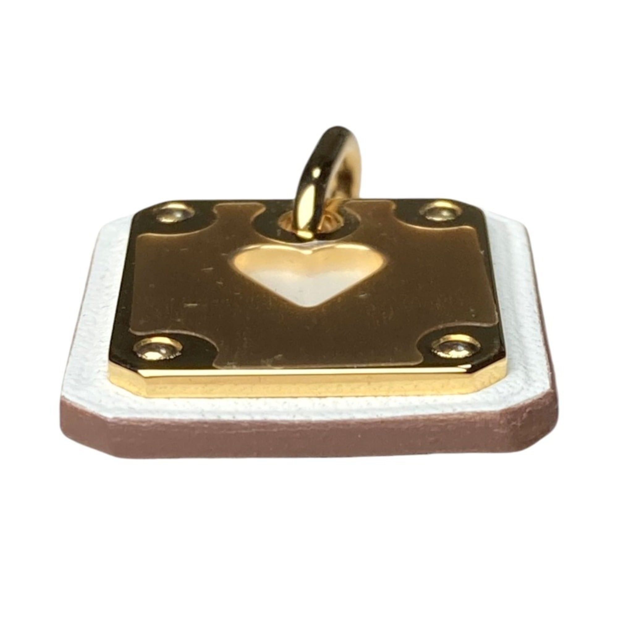 Hermes Hermes As de Coeur PM Heart Motif GP x Leather Pendant Top White Gold Color Women's Size ONE SIZE - 4 Thumbnail