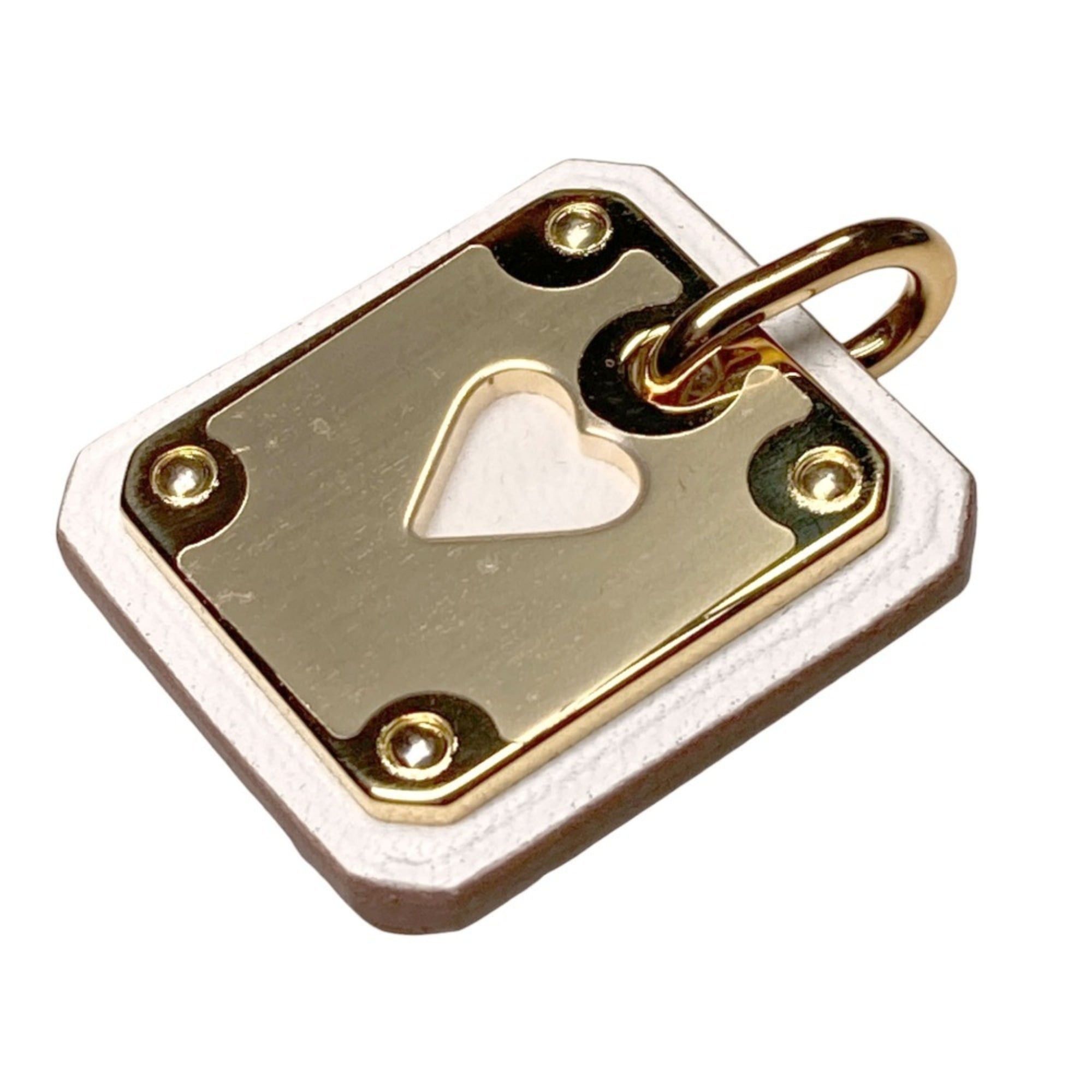 Hermes Hermes As de Coeur PM Heart Motif GP x Leather Pendant Top White Gold Color Women's Size ONE SIZE - 3 Thumbnail