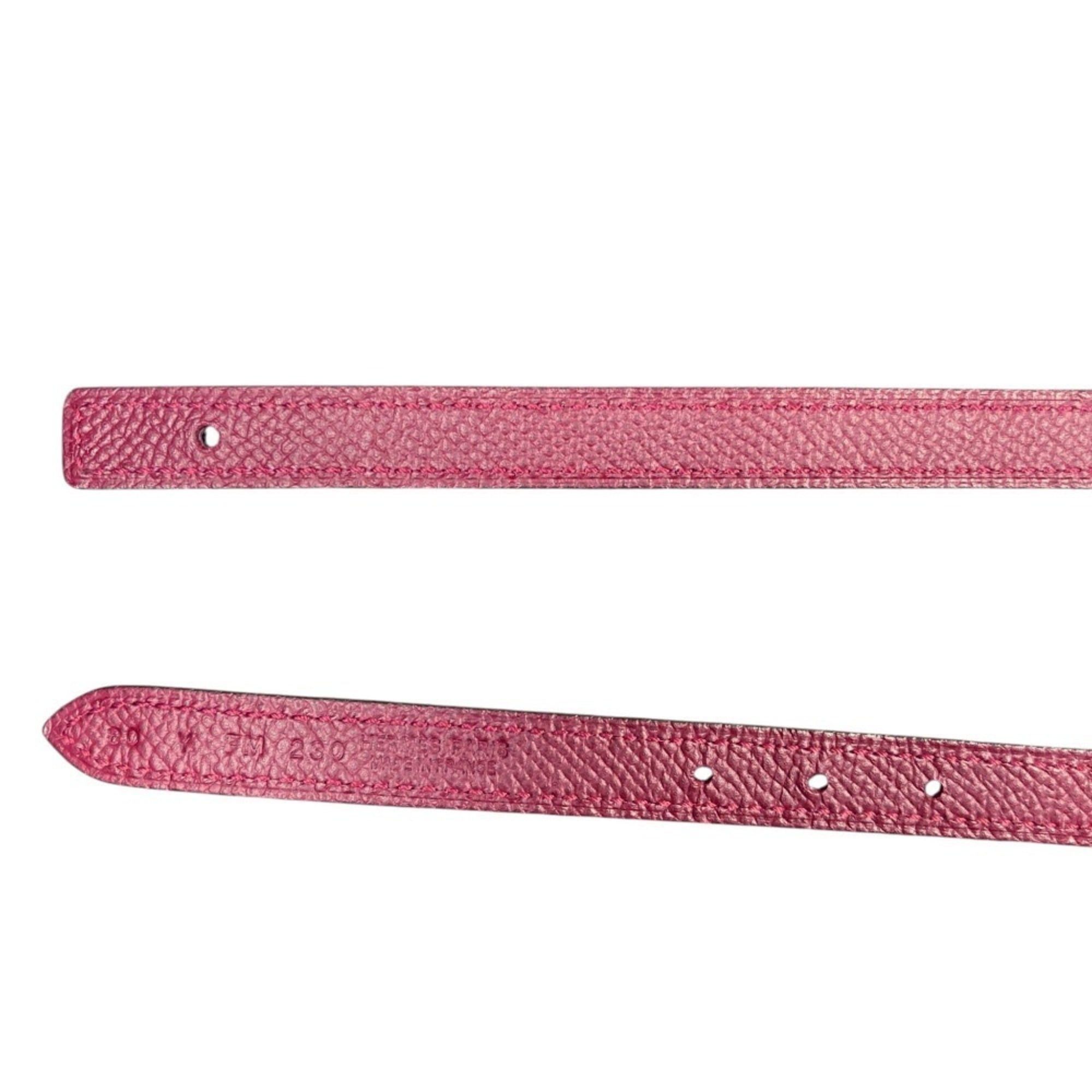 Hermes HERMES Reversible Narrow Belt 13mm Size 80 Bordeaux Pink Women's Size ONE SIZE - 5 Thumbnail