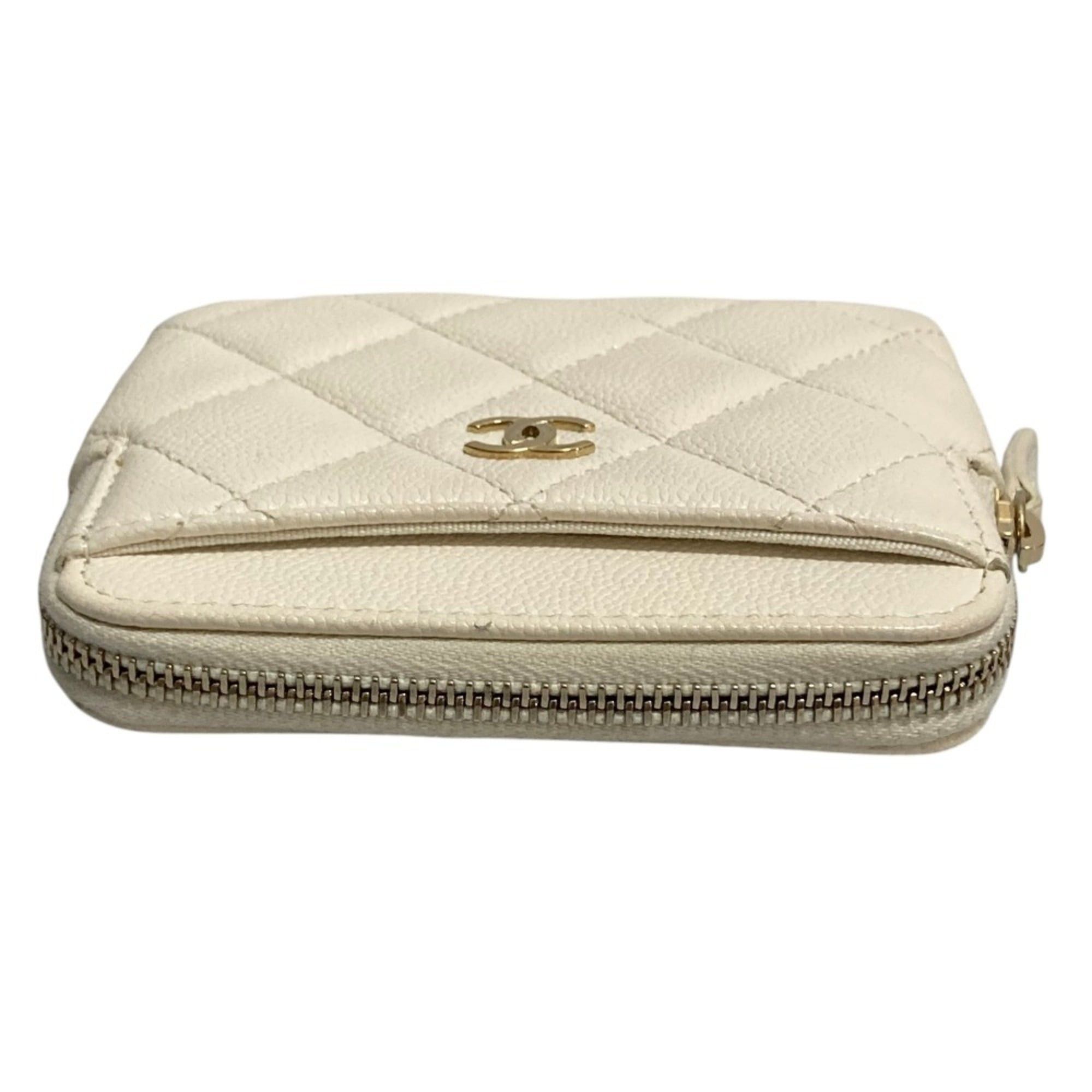 Chanel CHANEL Matelassé Caviar Skin Classic Zip Coin Purse AP2061 White Women's Size ONE SIZE - 5 Thumbnail