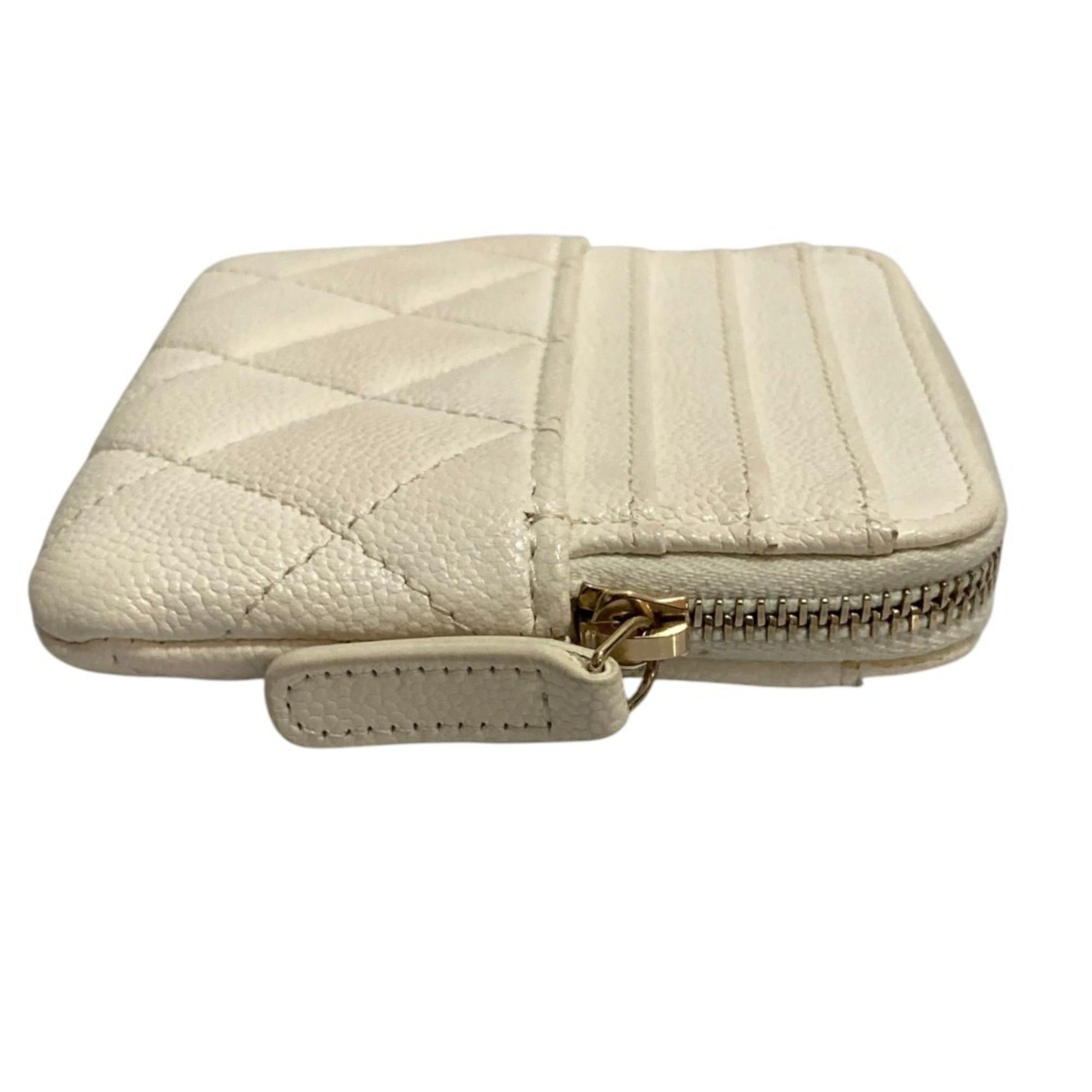 Chanel CHANEL Matelassé Caviar Skin Classic Zip Coin Purse AP2061 White Women's Size ONE SIZE - 4 Thumbnail
