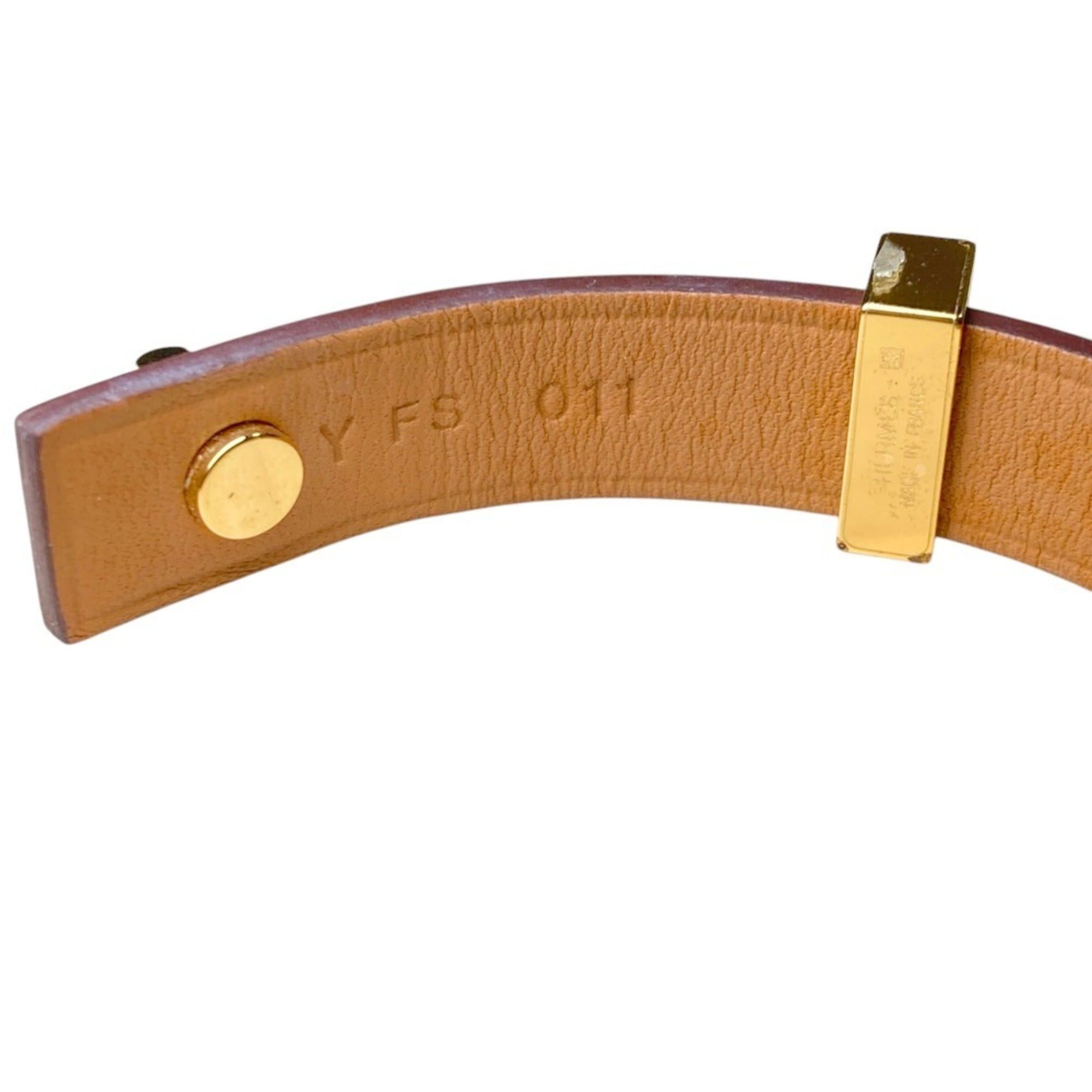 Hermes Hermes As de Coeur Heart Motif GP Leather Bracelet T2 Brown Gold Color Women's Size ONE SIZE - 10 Thumbnail