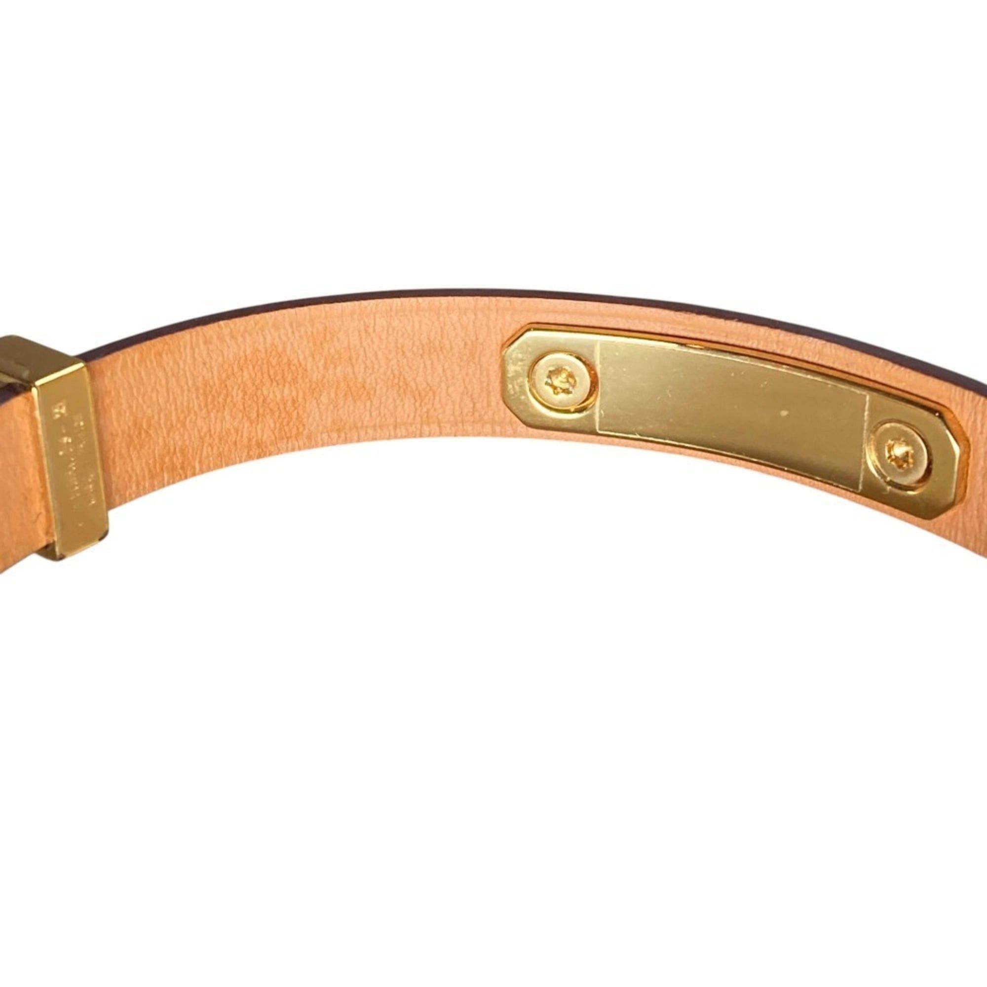 Hermes Hermes As de Coeur Heart Motif GP Leather Bracelet T2 Brown Gold Color Women's Size ONE SIZE - 13 Thumbnail