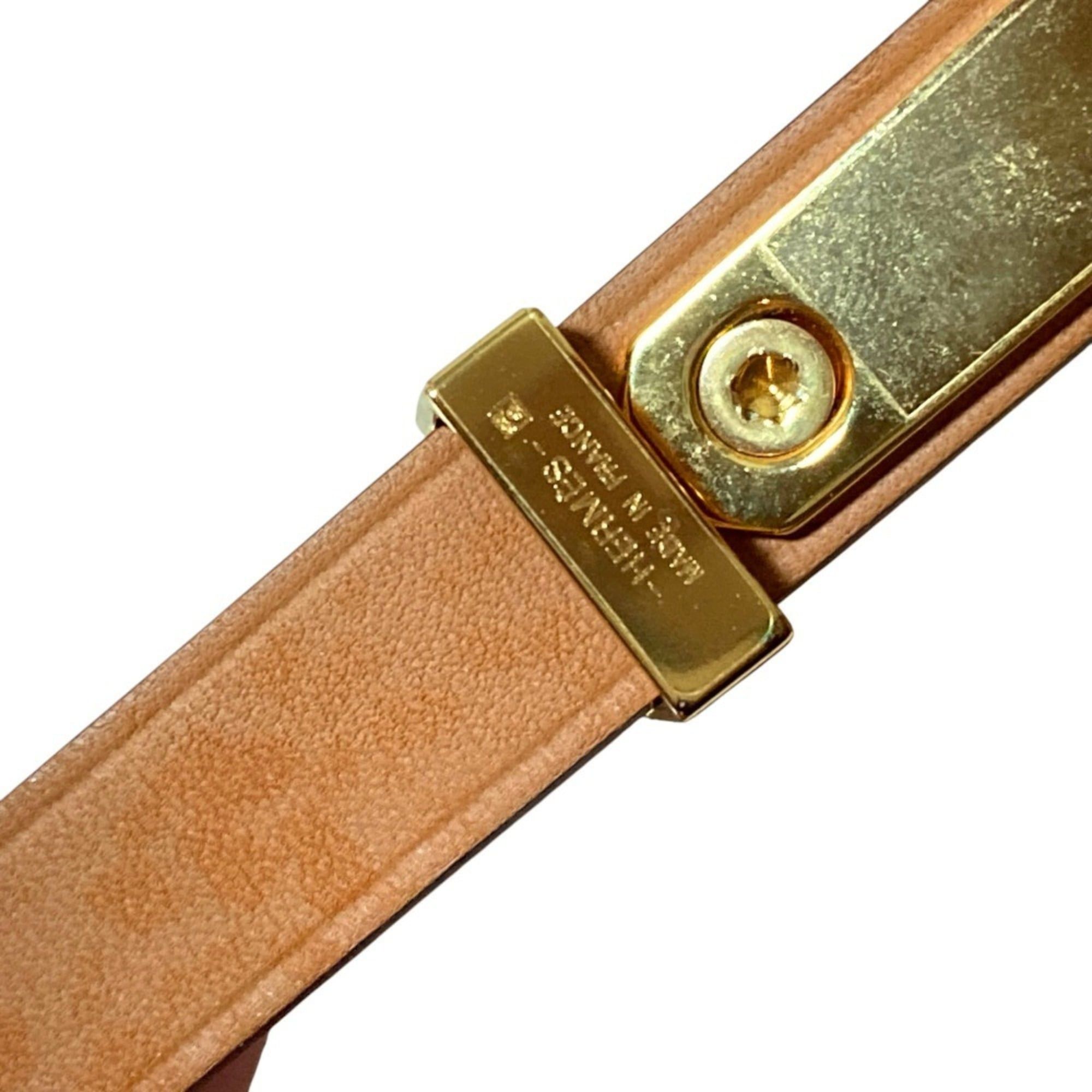 Hermes Hermes As de Coeur Heart Motif GP Leather Bracelet T2 Brown Gold Color Women's Size ONE SIZE - 12 Thumbnail