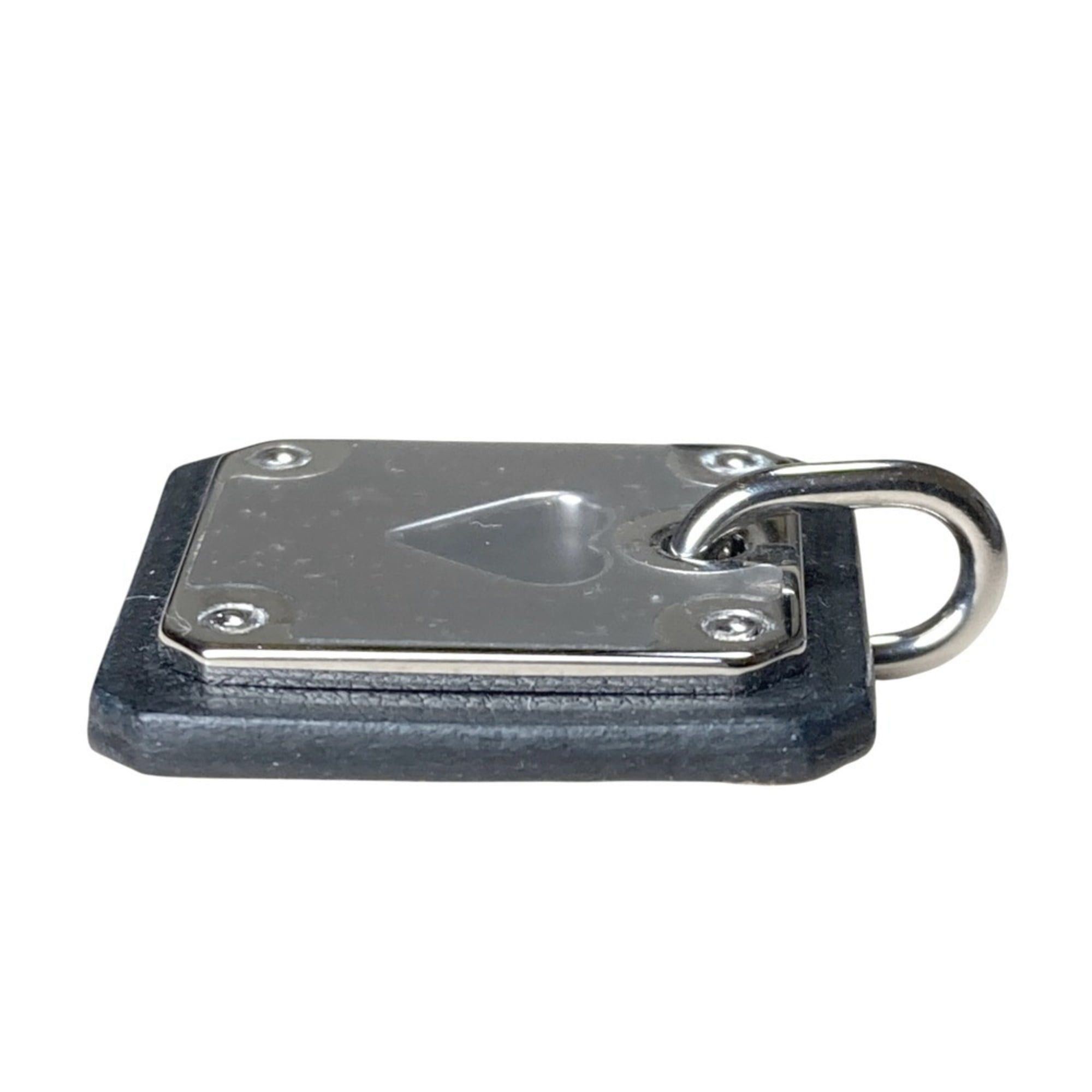 Hermes Hermes As de Coeur PM Heart Motif GP x Leather Pendant Top Black Silver Color Women's Size ONE SIZE - 4 Thumbnail