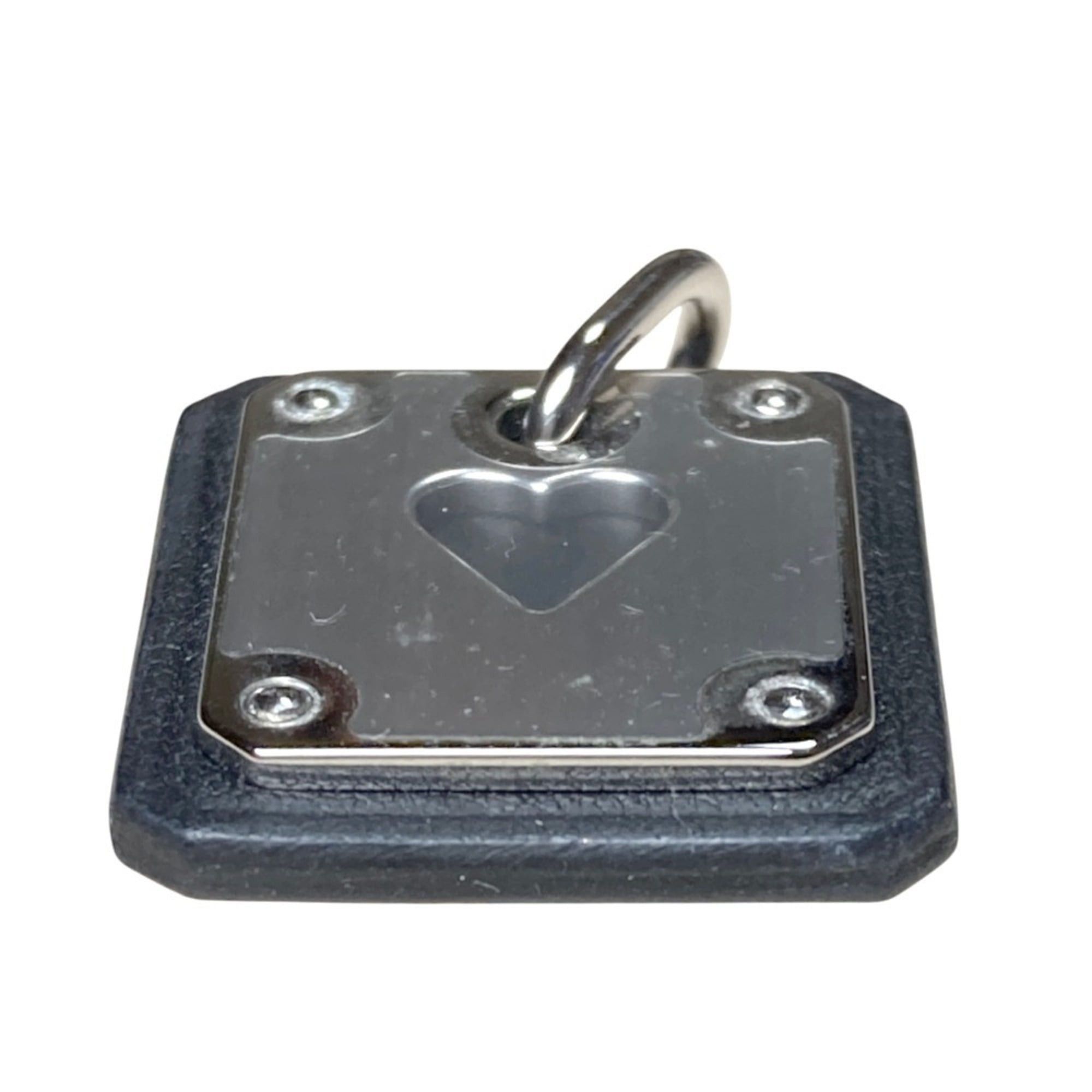 Hermes Hermes As de Coeur PM Heart Motif GP x Leather Pendant Top Black Silver Color Women's Size ONE SIZE - 3 Thumbnail