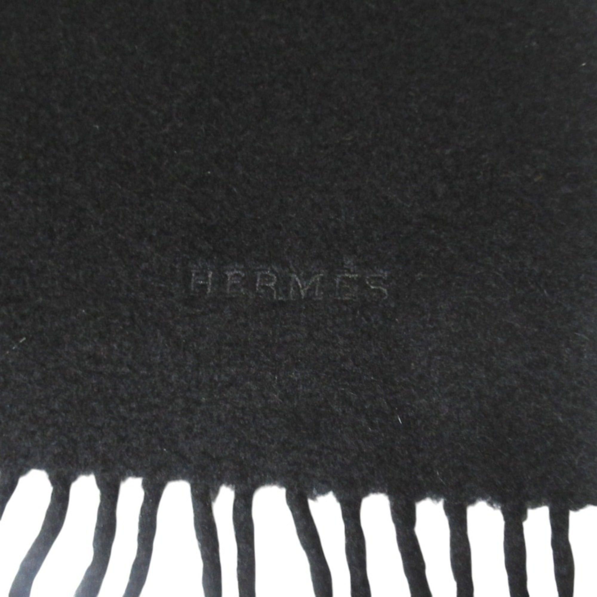 Hermes HERMES 100% Cashmere Fringe Scarf, Black, Men's Size ONE SIZE - 4 Thumbnail