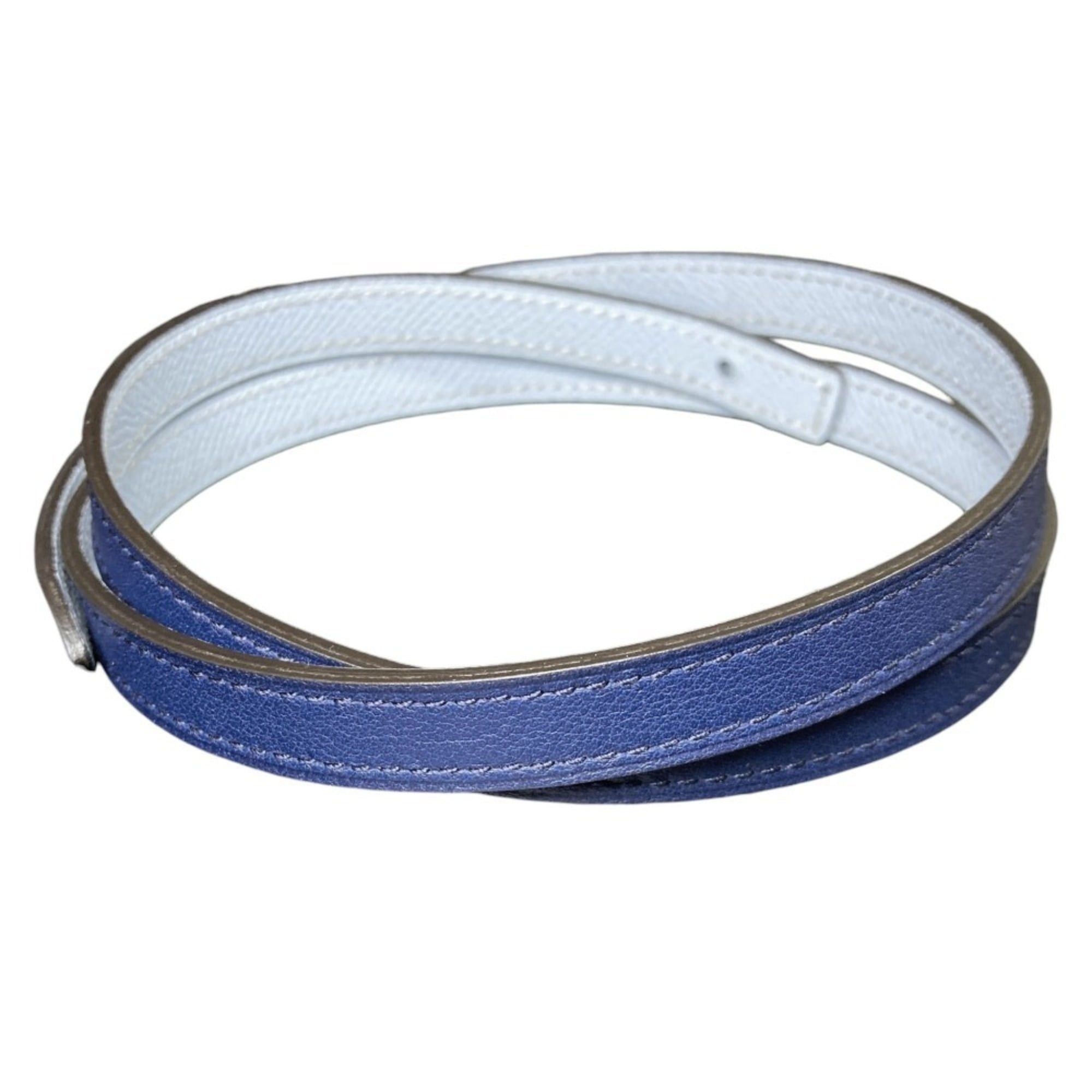 Hermes HERMES Reversible Narrow Belt 13mm Size 80 Navy White Women's Size ONE SIZE - 2 Thumbnail