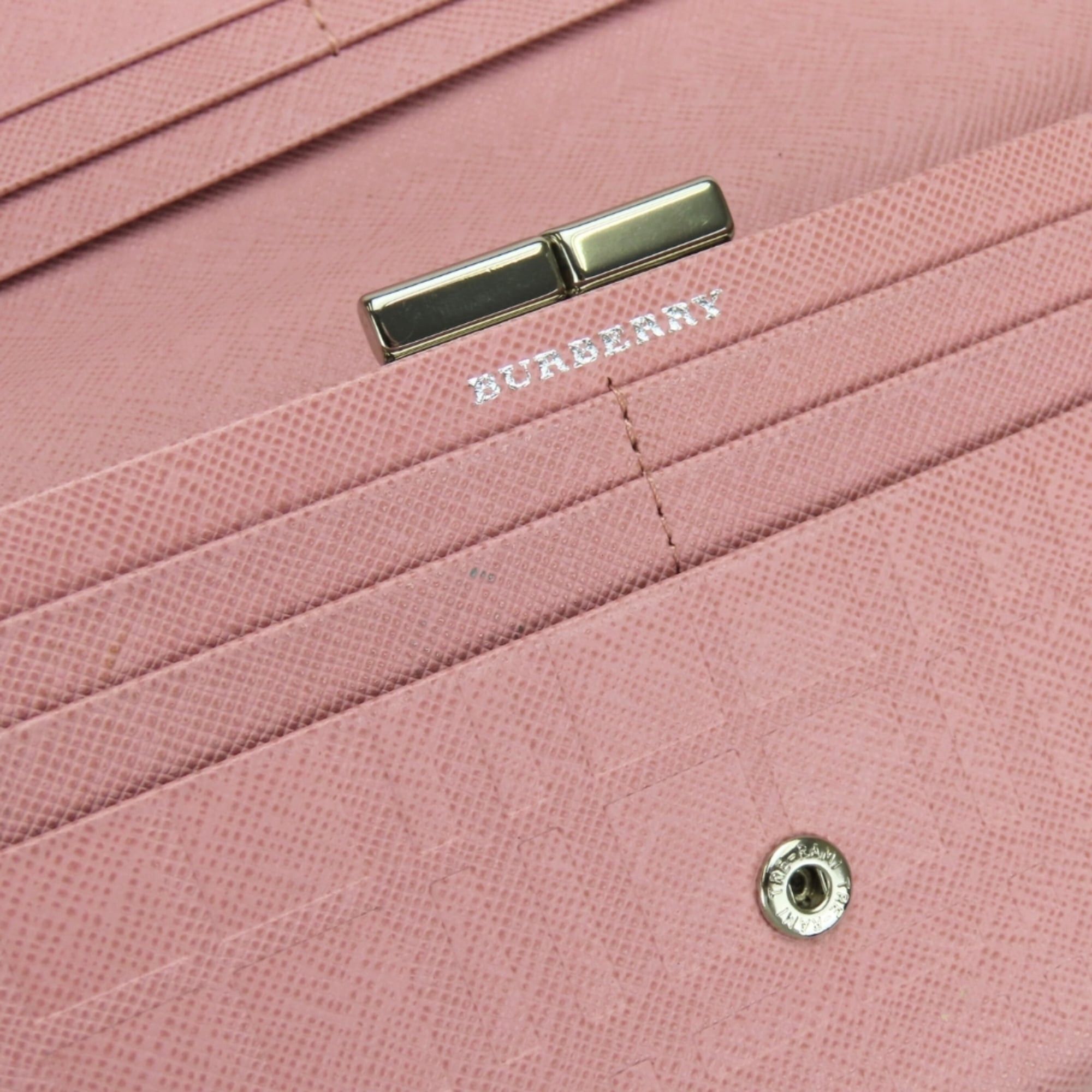 Burberry Burberry long wallet, leather, pink, clasp closure, check pattern, women's. Size ONE SIZE - 22 Thumbnail