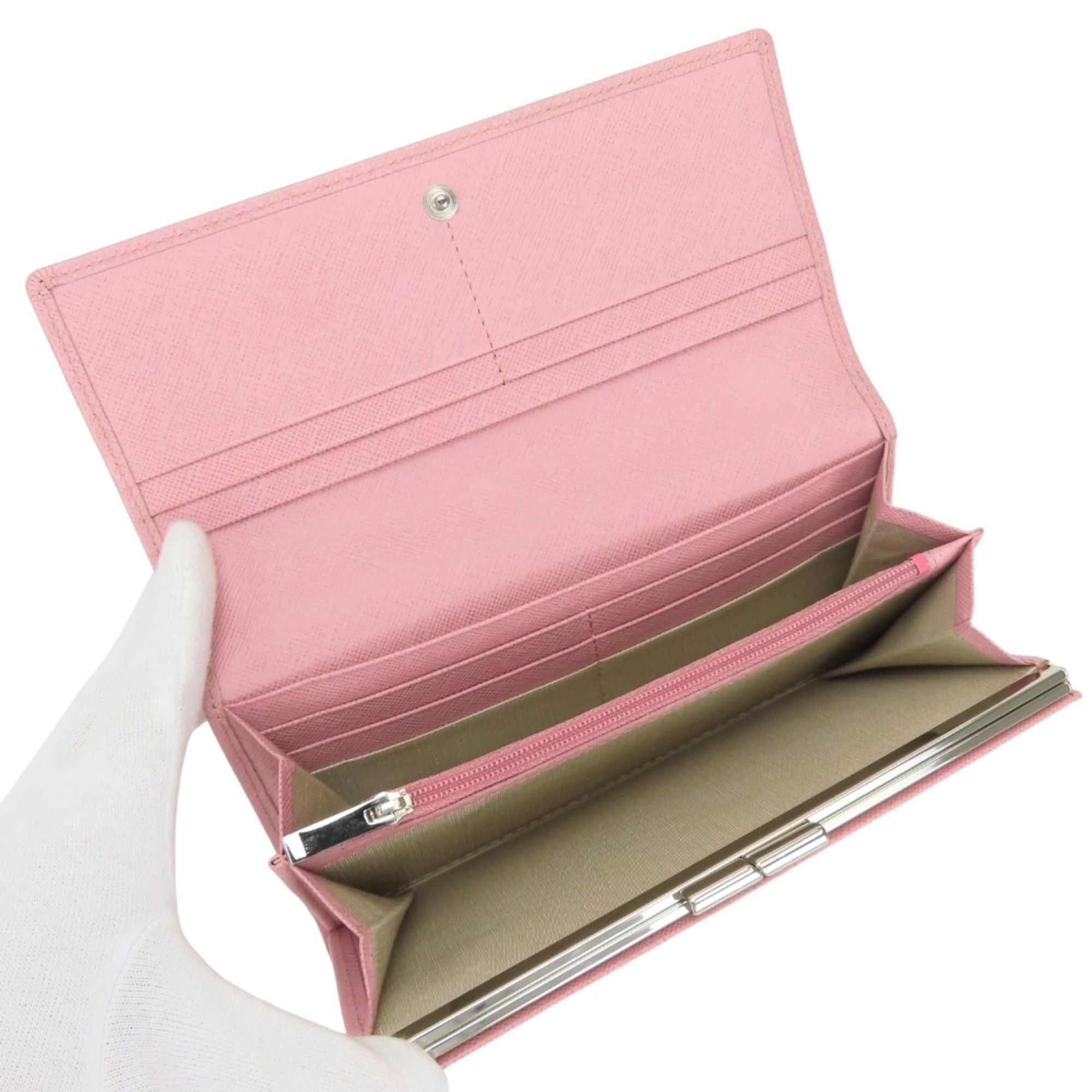 Burberry Burberry long wallet, leather, pink, clasp closure, check pattern, women's. Size ONE SIZE - 14 Thumbnail