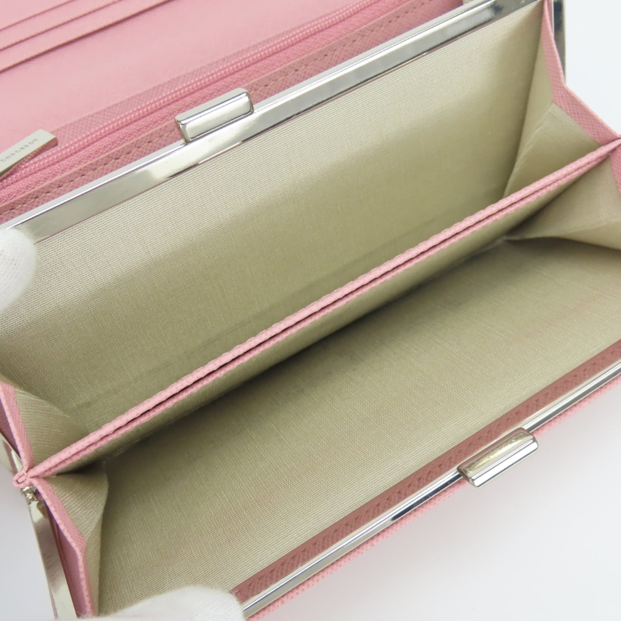 Burberry Burberry long wallet, leather, pink, clasp closure, check pattern, women's. Size ONE SIZE - 19 Thumbnail