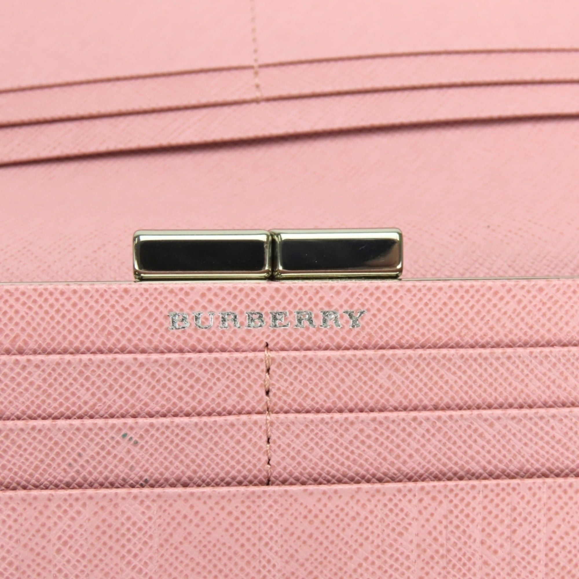 Burberry Burberry long wallet, leather, pink, clasp closure, check pattern, women's. Size ONE SIZE - 23 Thumbnail